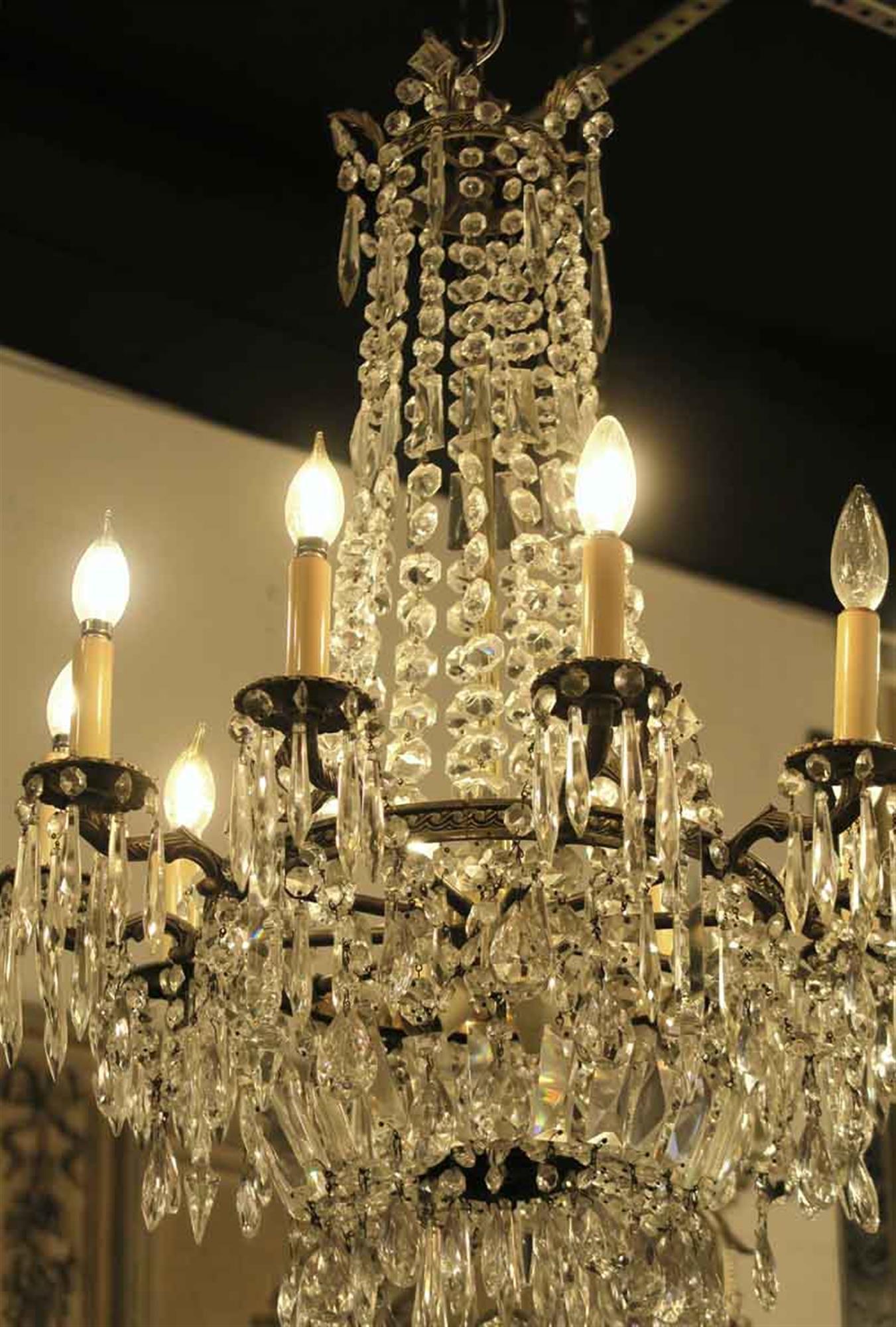 American 1920s Large-Scale Ten-Arm Crystal Chandelier