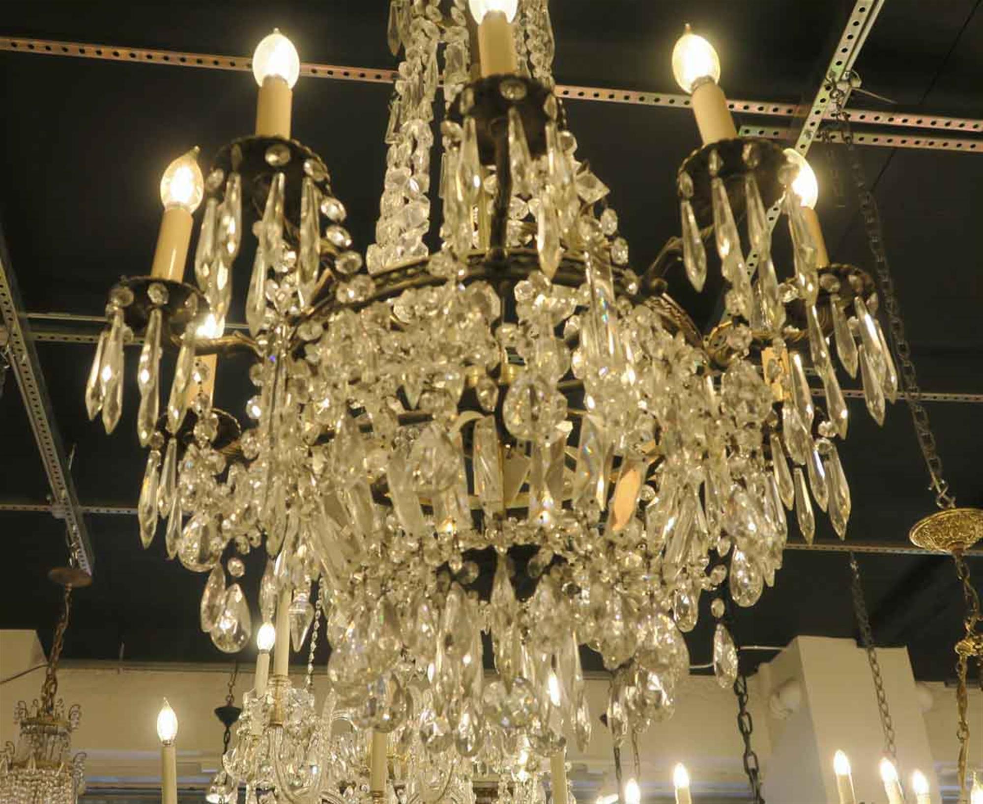 Early 20th Century 1920s Large-Scale Ten-Arm Crystal Chandelier