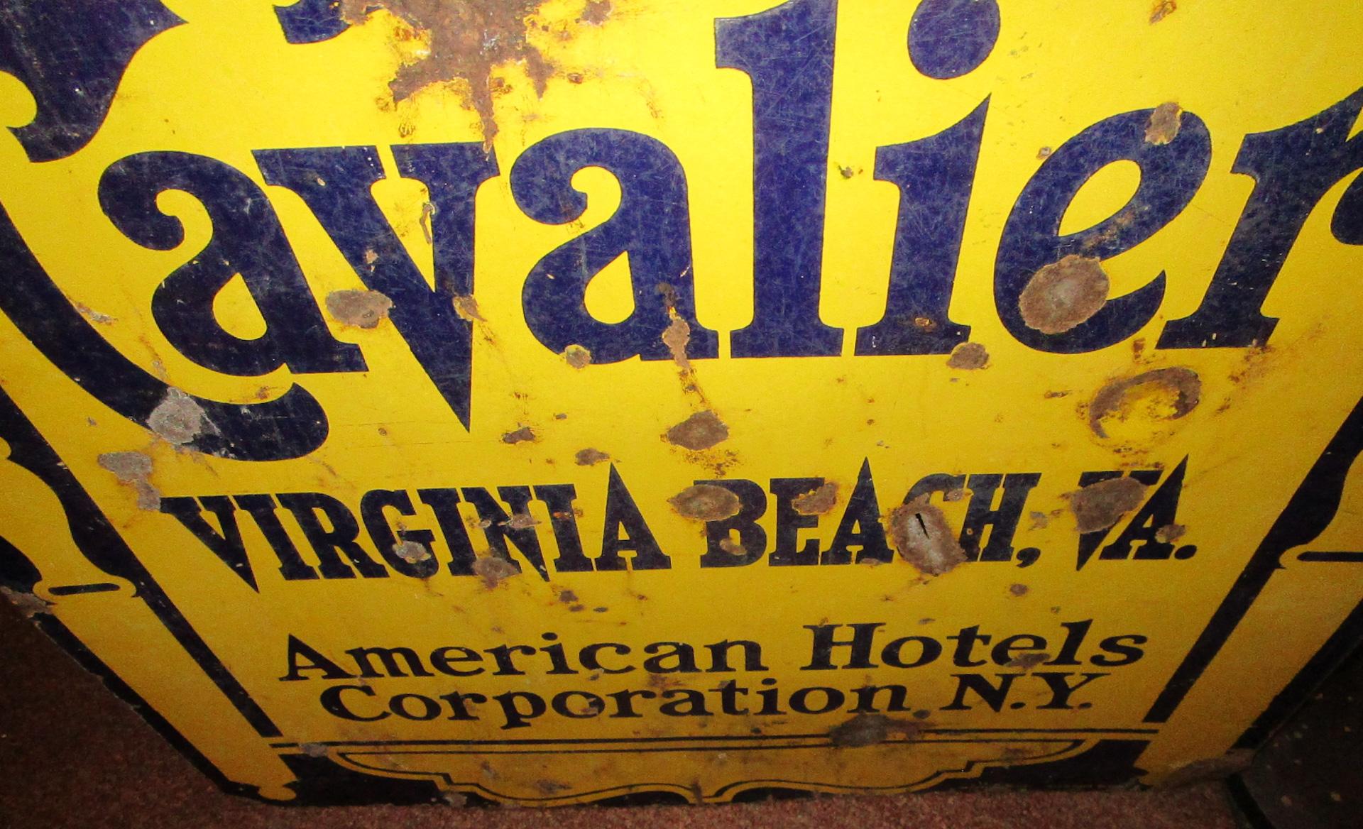 Early 20th Century 1920's Large Tin Double Sided Advertising Sign from Oglethorpe Hotel Savannah GA