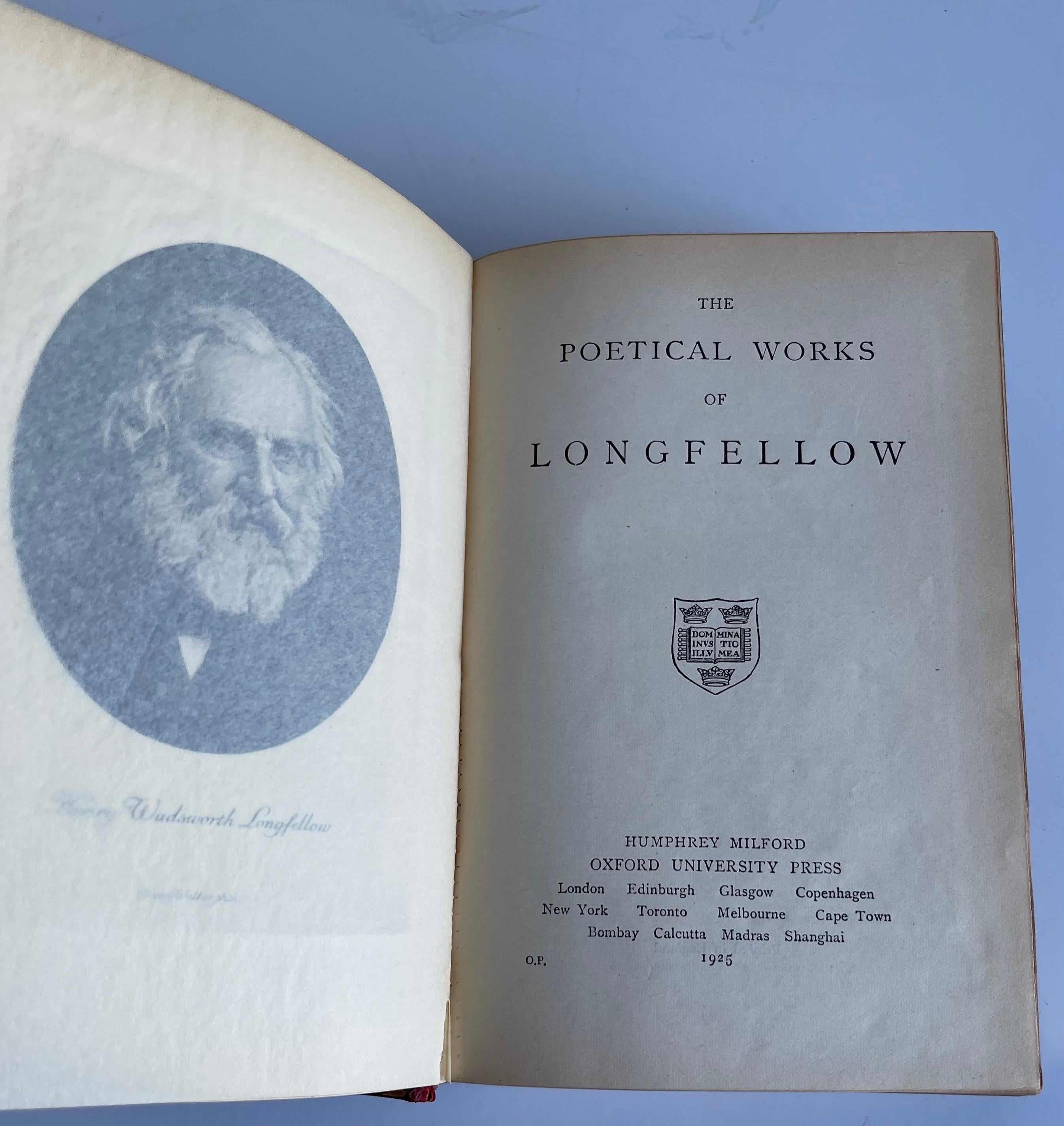 1920er Jahre Leder gebundene poetische Longfellow & Tennyson Bücher, Satz von 2 5