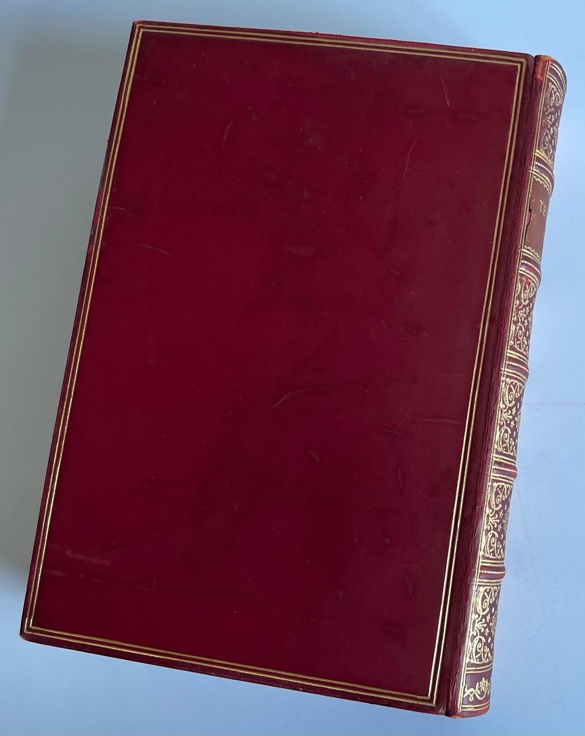 1920er Jahre Leder gebundene poetische Longfellow & Tennyson Bücher, Satz von 2 8