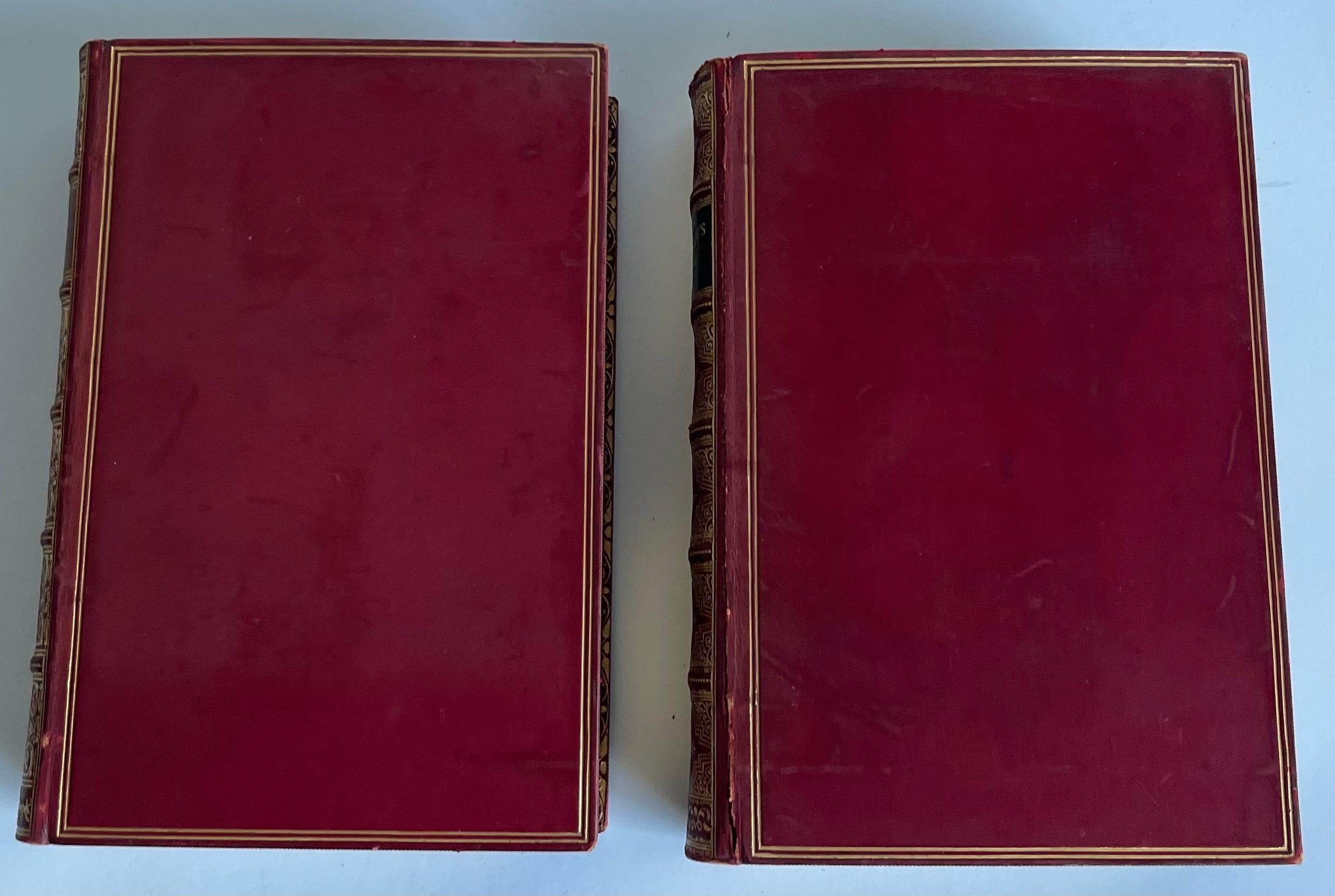 1920er Jahre Leder gebundene poetische Longfellow & Tennyson Bücher, Satz von 2 (Englisch)