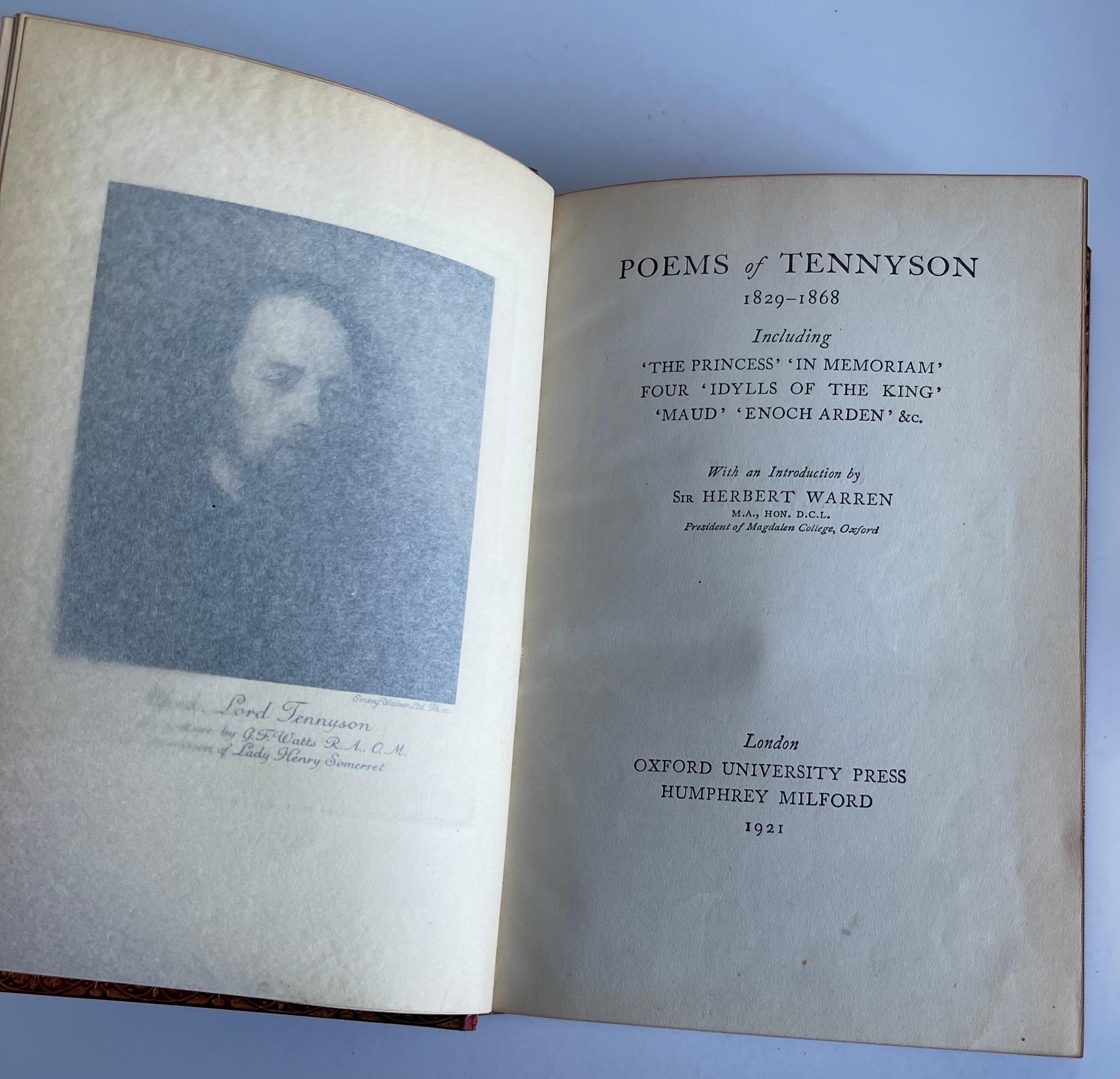 1920er Jahre Leder gebundene poetische Longfellow & Tennyson Bücher, Satz von 2 1