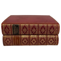 1920s Leather Bound Poetic Longfellow & Tennyson Books, Set of 2