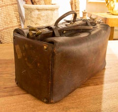 1920s Leather Suitcase Bank with Original Wax Seals and Bronze Closures