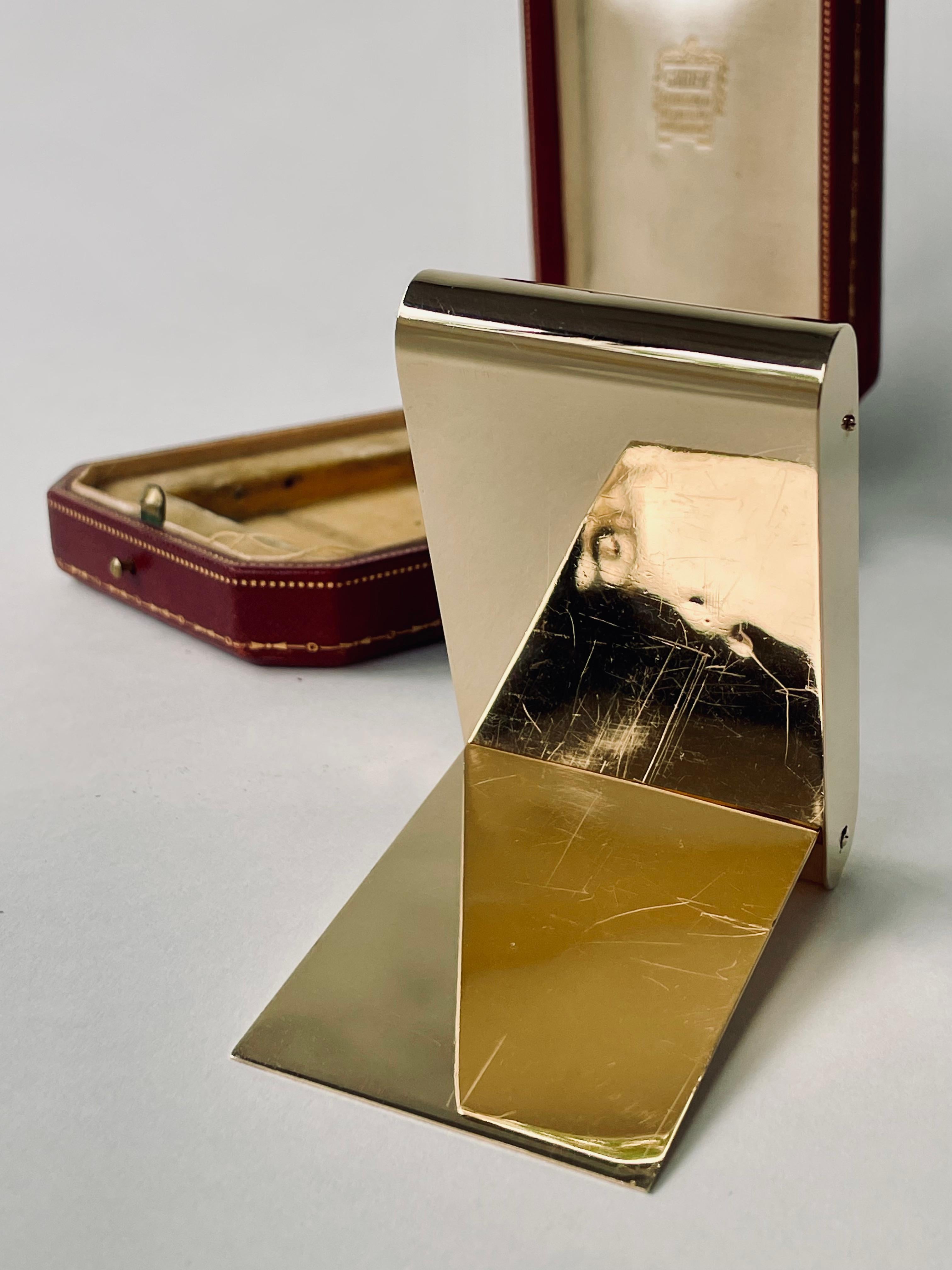 French Cartier Deco Solid Gold Ados Travel Clock with Original Box, Morgan Provenance