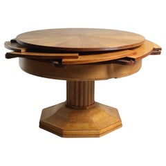 1920s Legnica Turning Table, round to round extendable Dining Table 