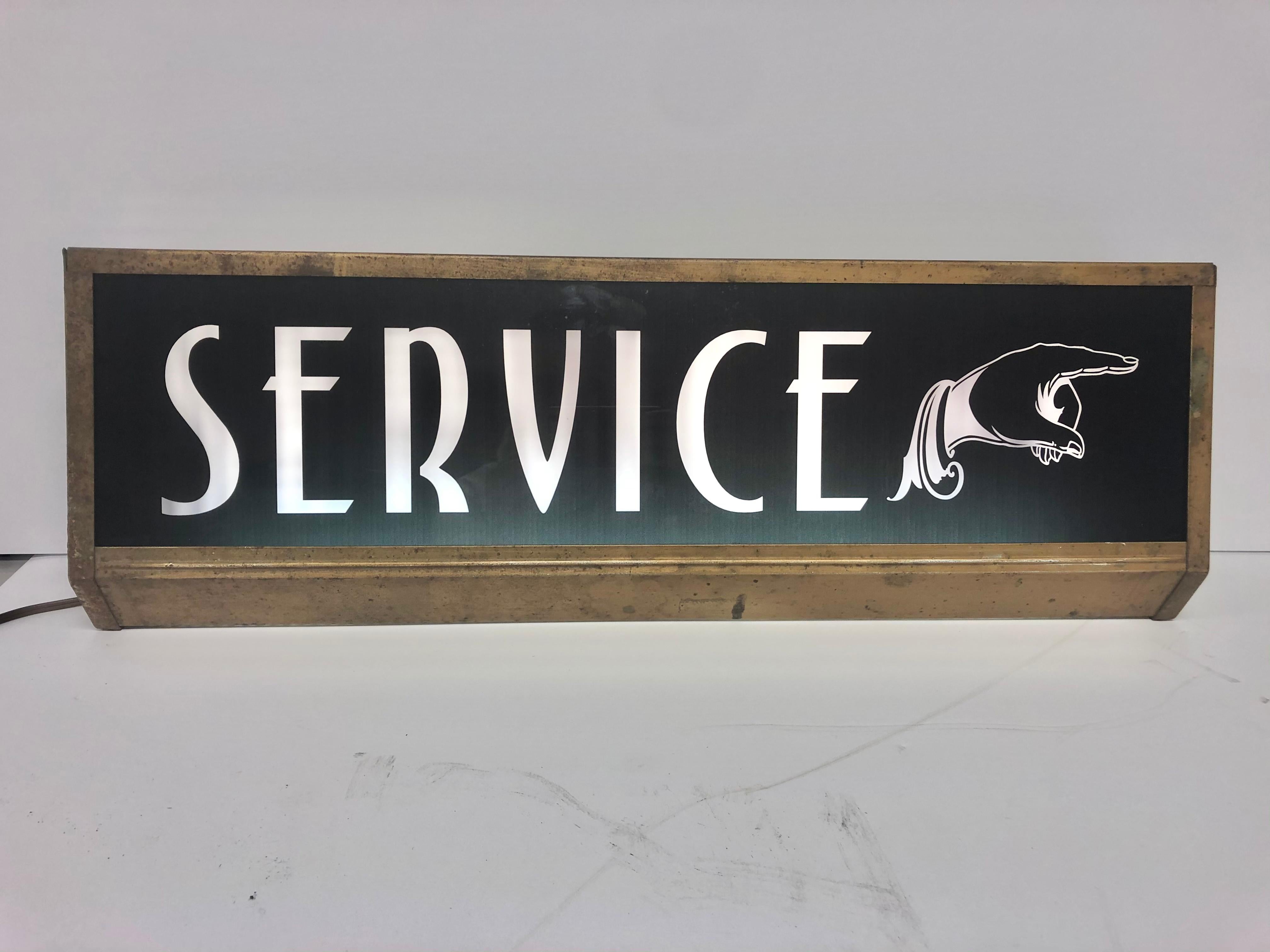 1920's light up Directional Service glass sign. It does work.