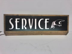 1920's Light Up Directional Service Glass Sign