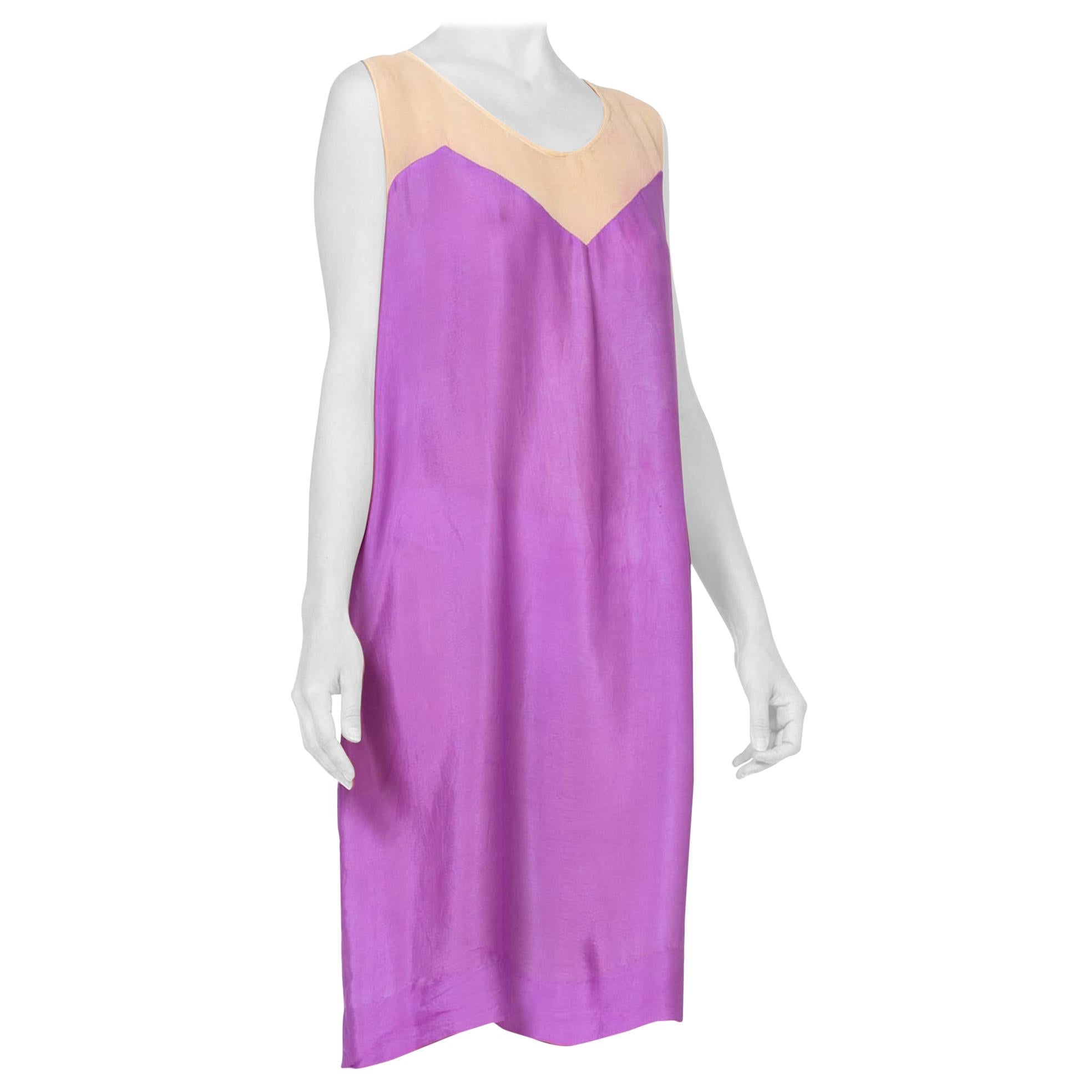 purple silk slip dress