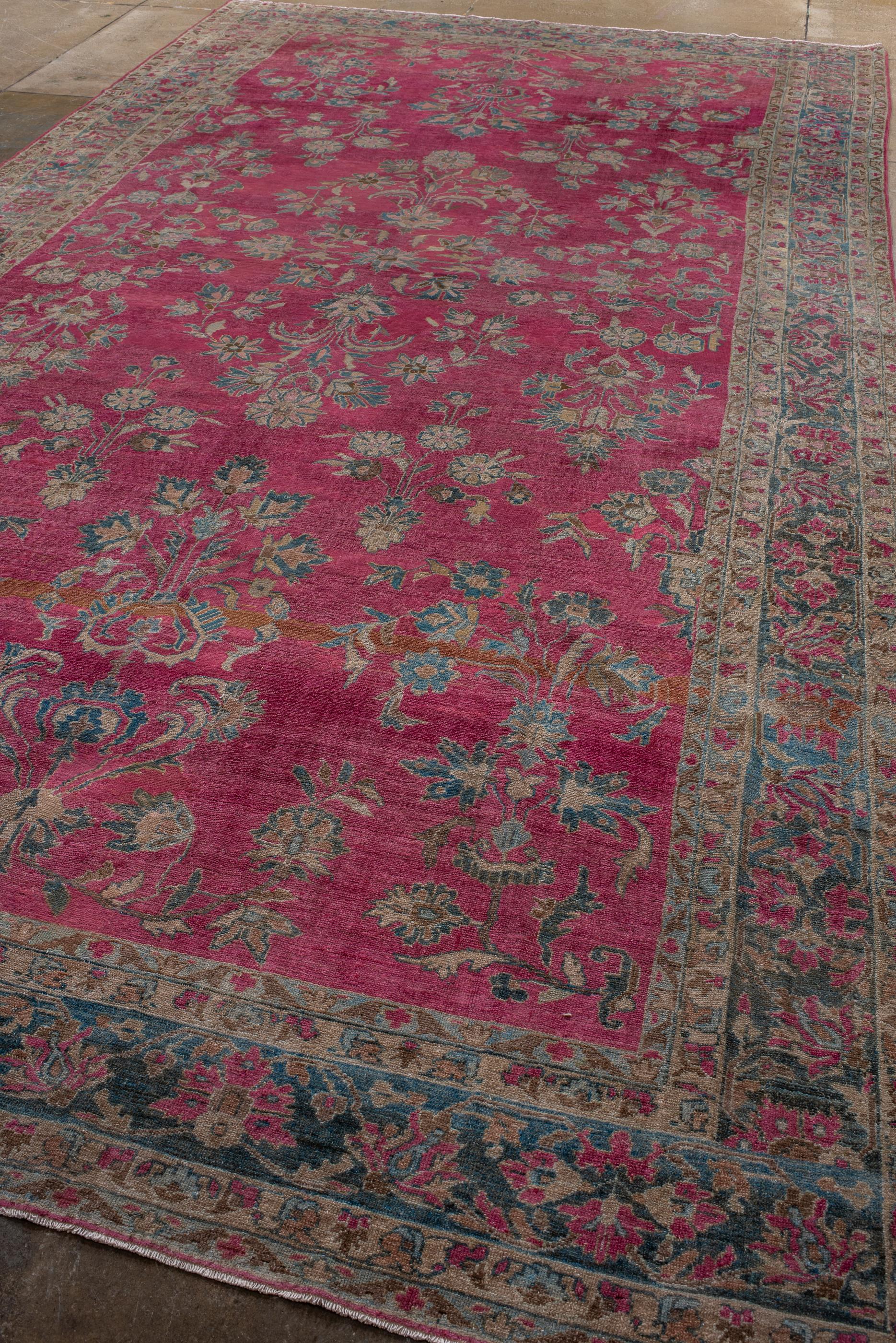 Persian 1920's Lillian Rug with Mulberry Red Field and Floral Design  For Sale