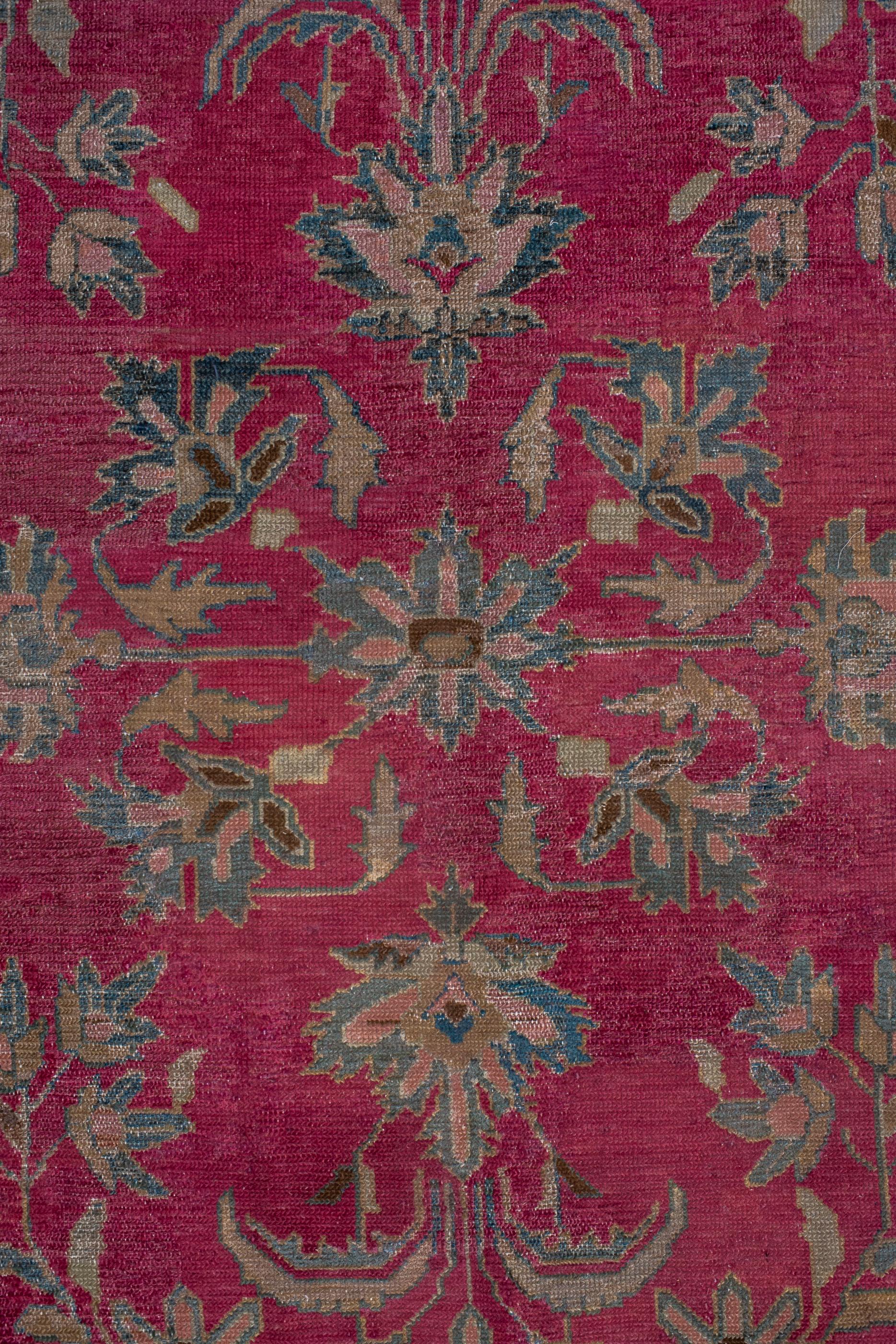 Hand-Knotted 1920's Lillian Rug with Mulberry Red Field and Floral Design  For Sale