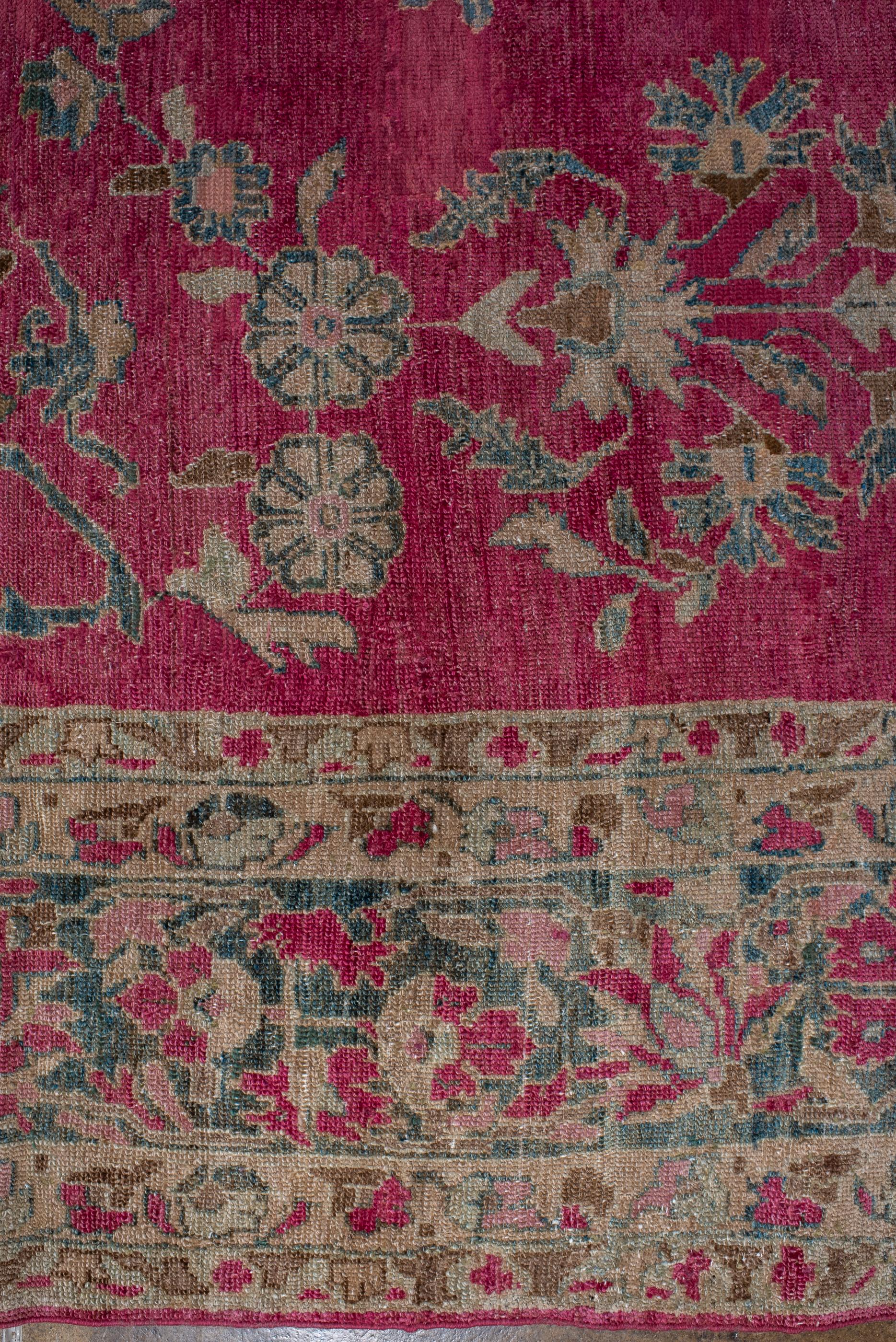 1920's Lillian Rug with Mulberry Red Field and Floral Design  In Good Condition For Sale In New York, NY