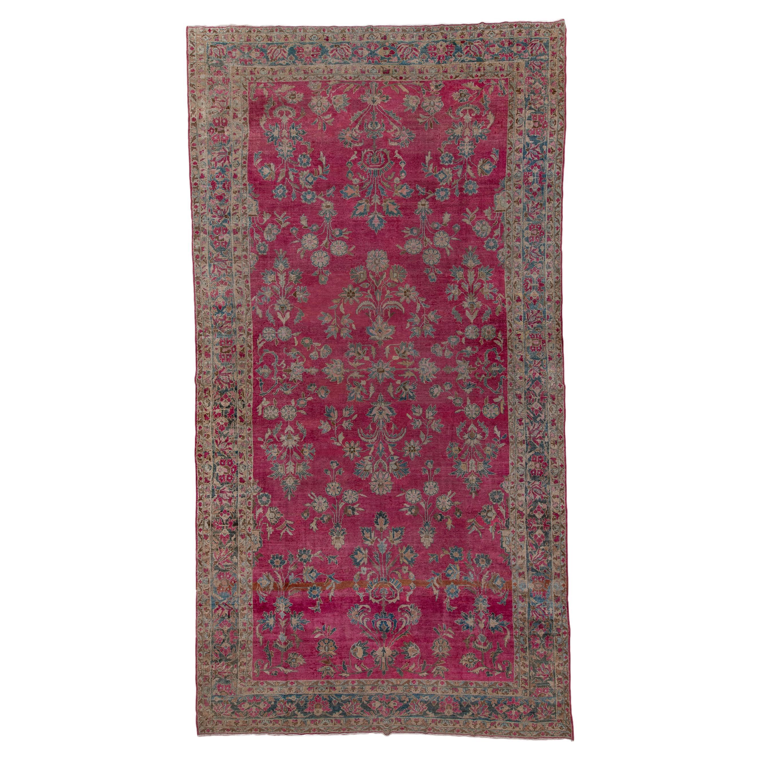 1920's Lillian Rug with Mulberry Red Field and Floral Design  For Sale