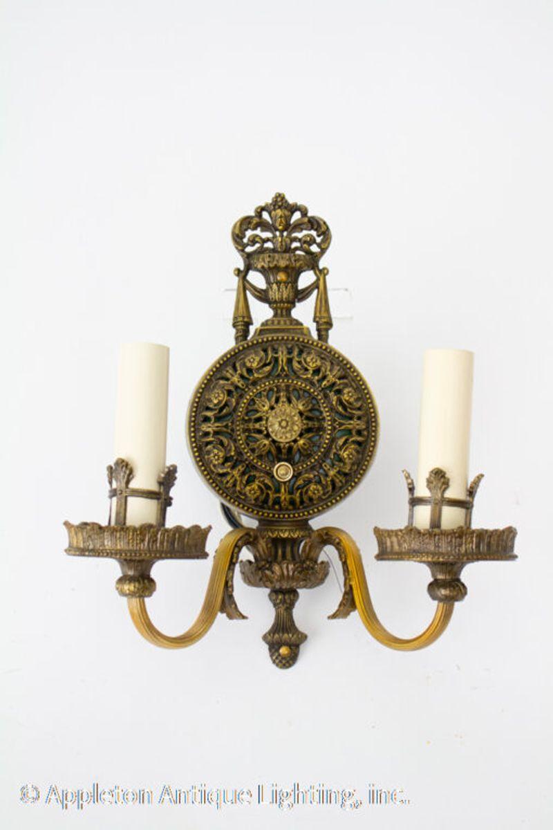 1920’s Lion Electric Revival Sconces – A Pair In Excellent Condition For Sale In Canton, MA
