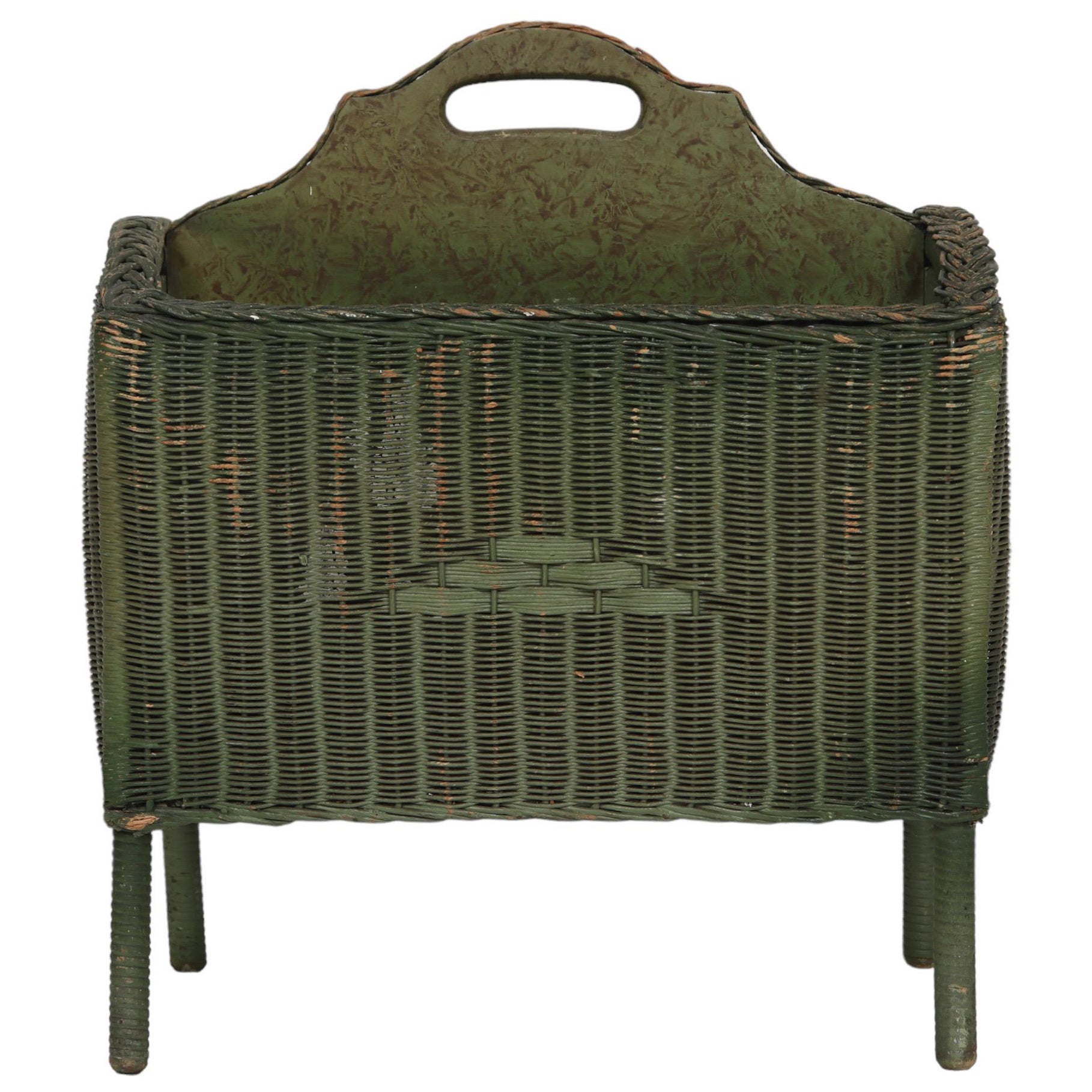 1920’s Lloyd Loom Wicker Newspaper Rack For Sale