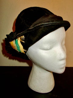 1920's Long Cloche Brown Velvet Hat