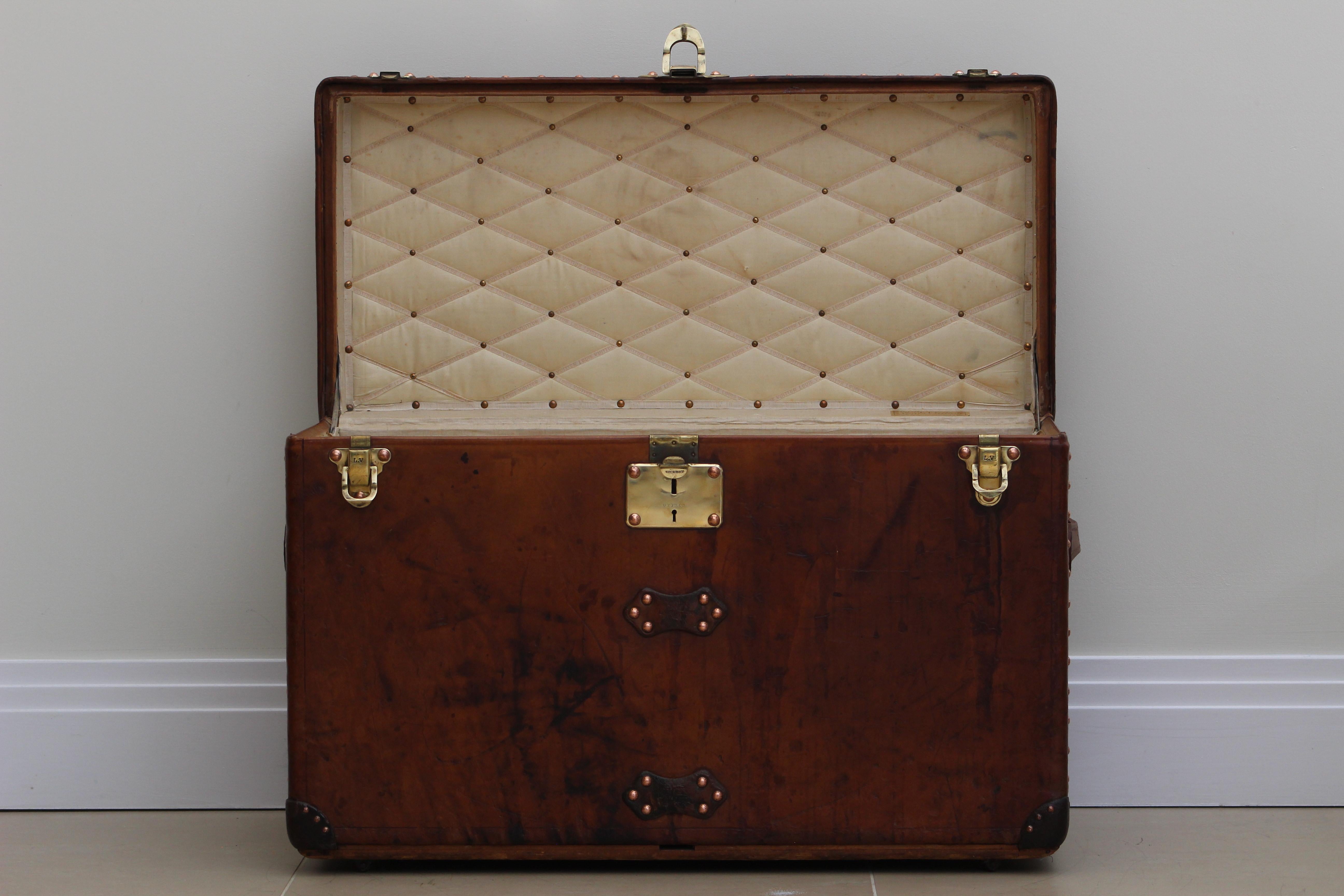 1920s Louis Vuitton Cowhide Leather Custom Trunk 2