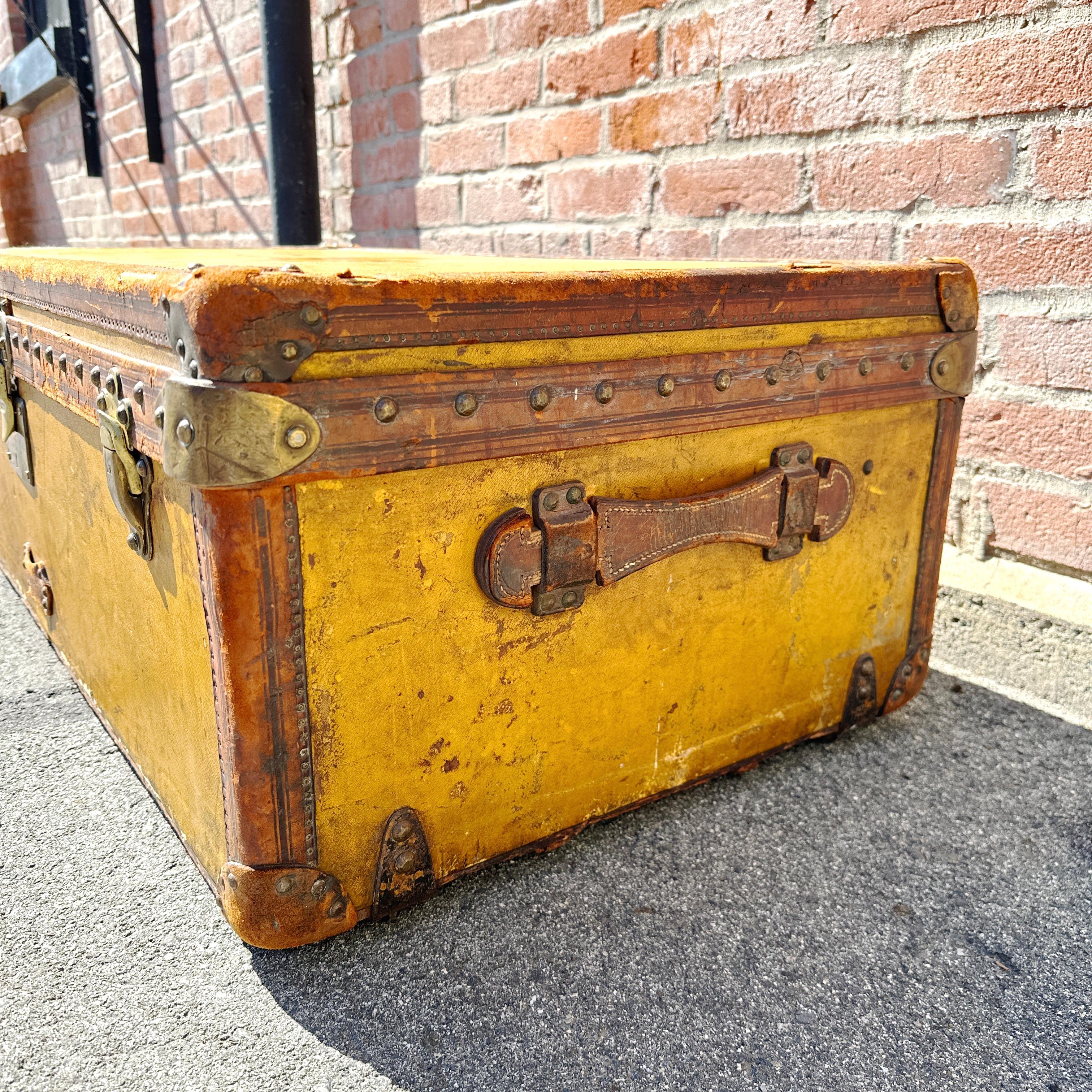 1920s LOUIS VUITTON Orange Vuittonite Cabin Steamer Trunk w/ provenance For Sale 1