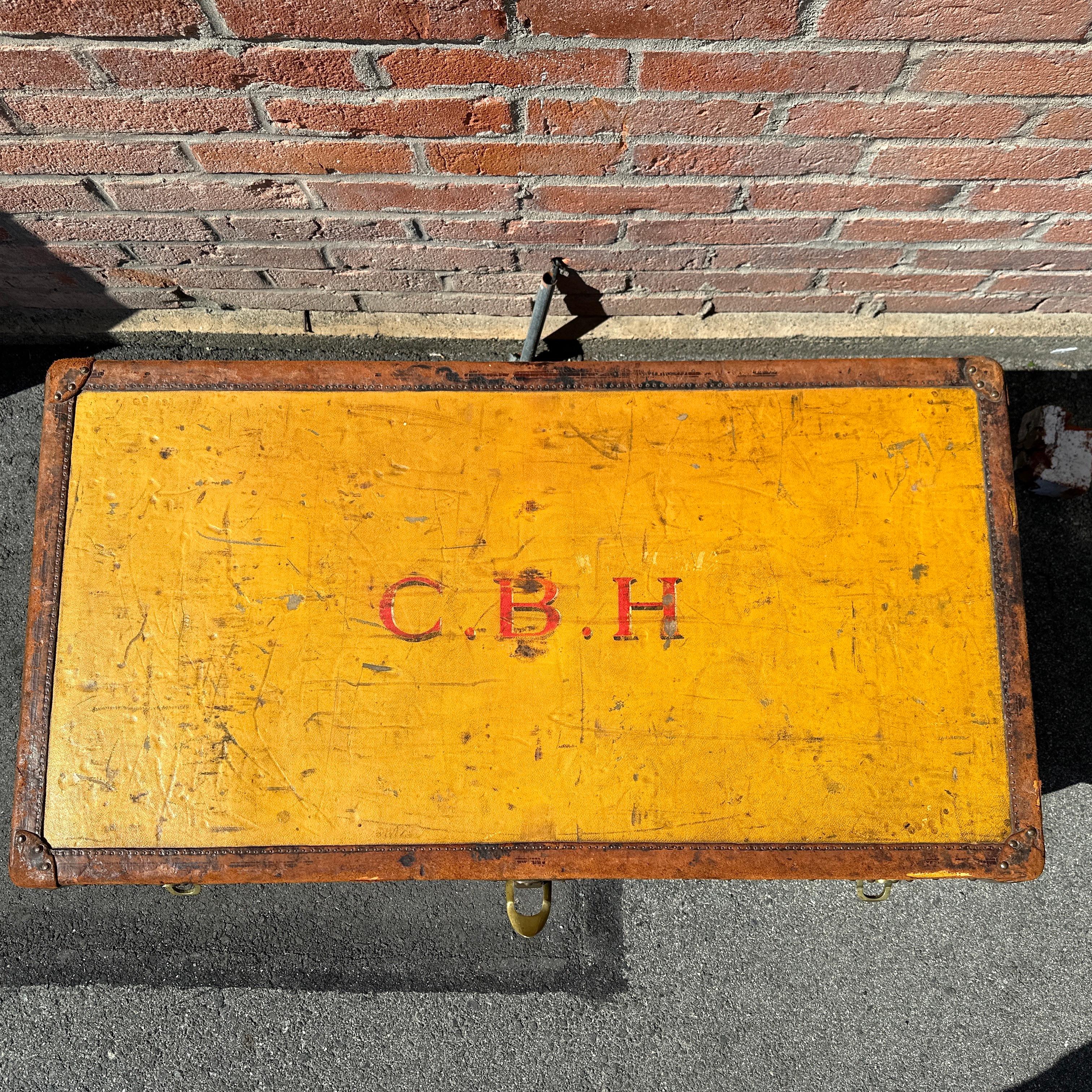 1920s LOUIS VUITTON Orange Vuittonite Cabin Steamer Trunk w/ provenance For Sale 9