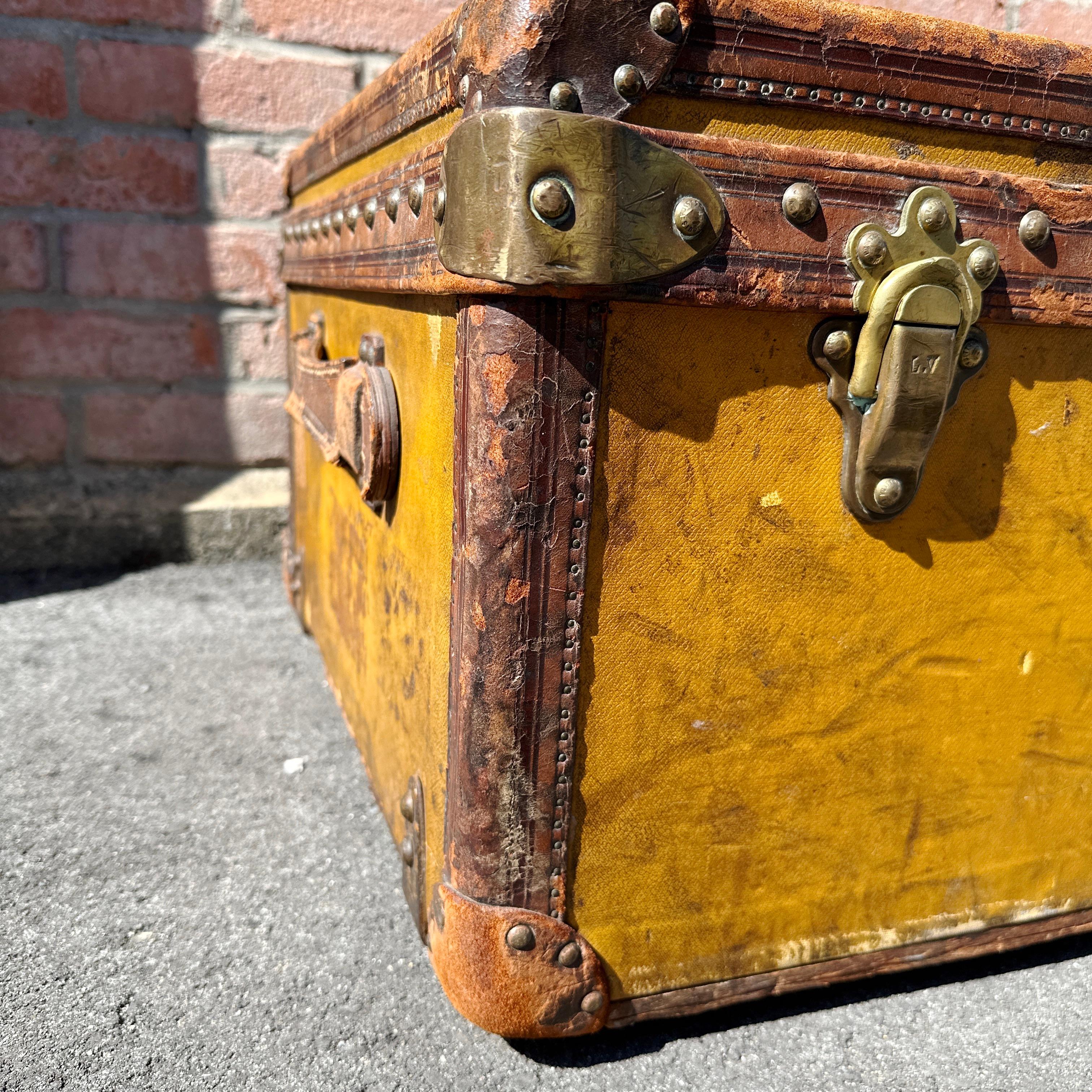 Early 20th Century 1920s LOUIS VUITTON Orange Vuittonite Cabin Steamer Trunk w/ provenance For Sale