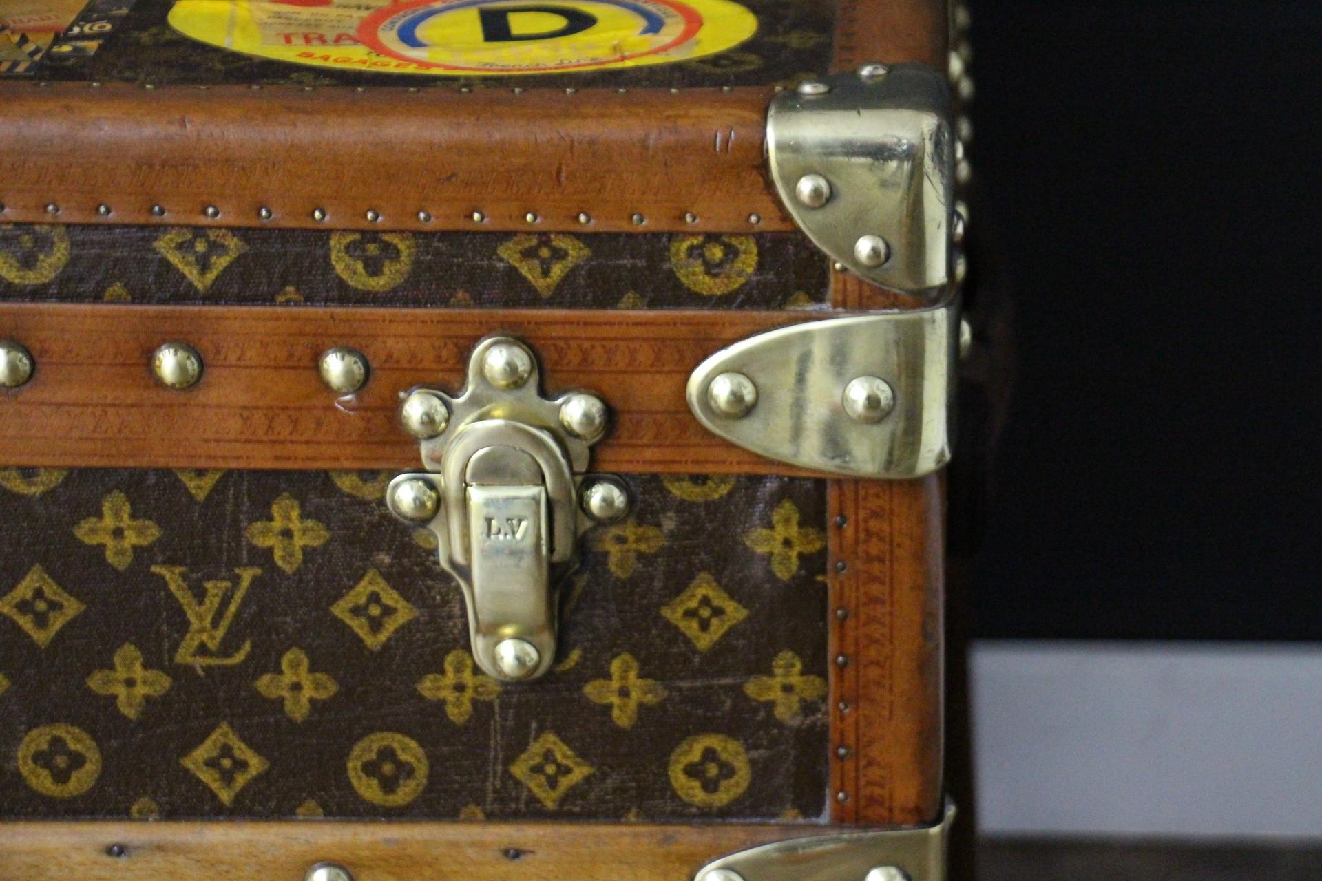 Early 20th Century 1920's Louis Vuitton Steamer Trunk in Stenciled Monogram, 100 cm Vuitton Trunk