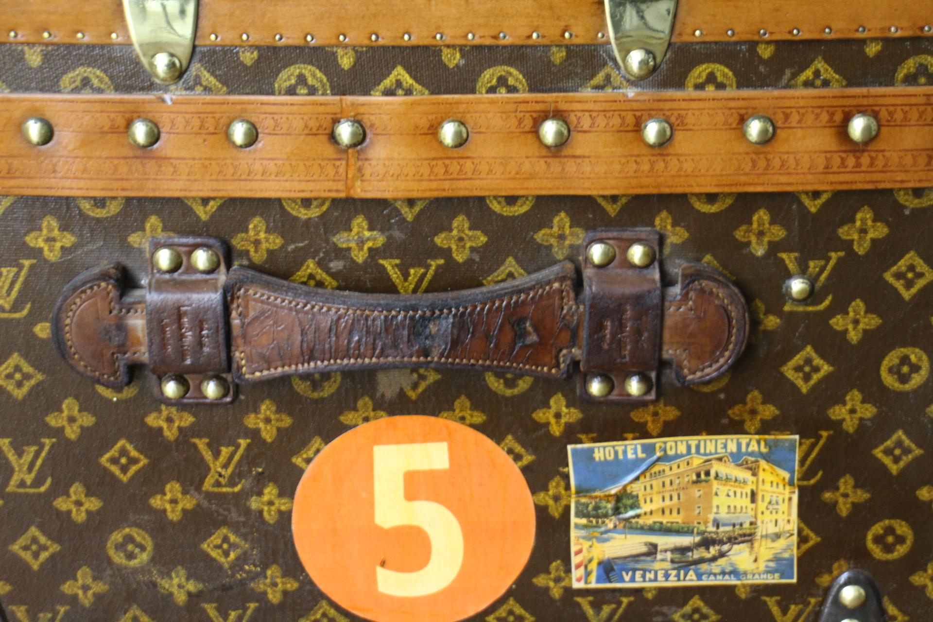 1920's Louis Vuitton Steamer Trunk in Stenciled Monogram, 100 cm Vuitton Trunk 2