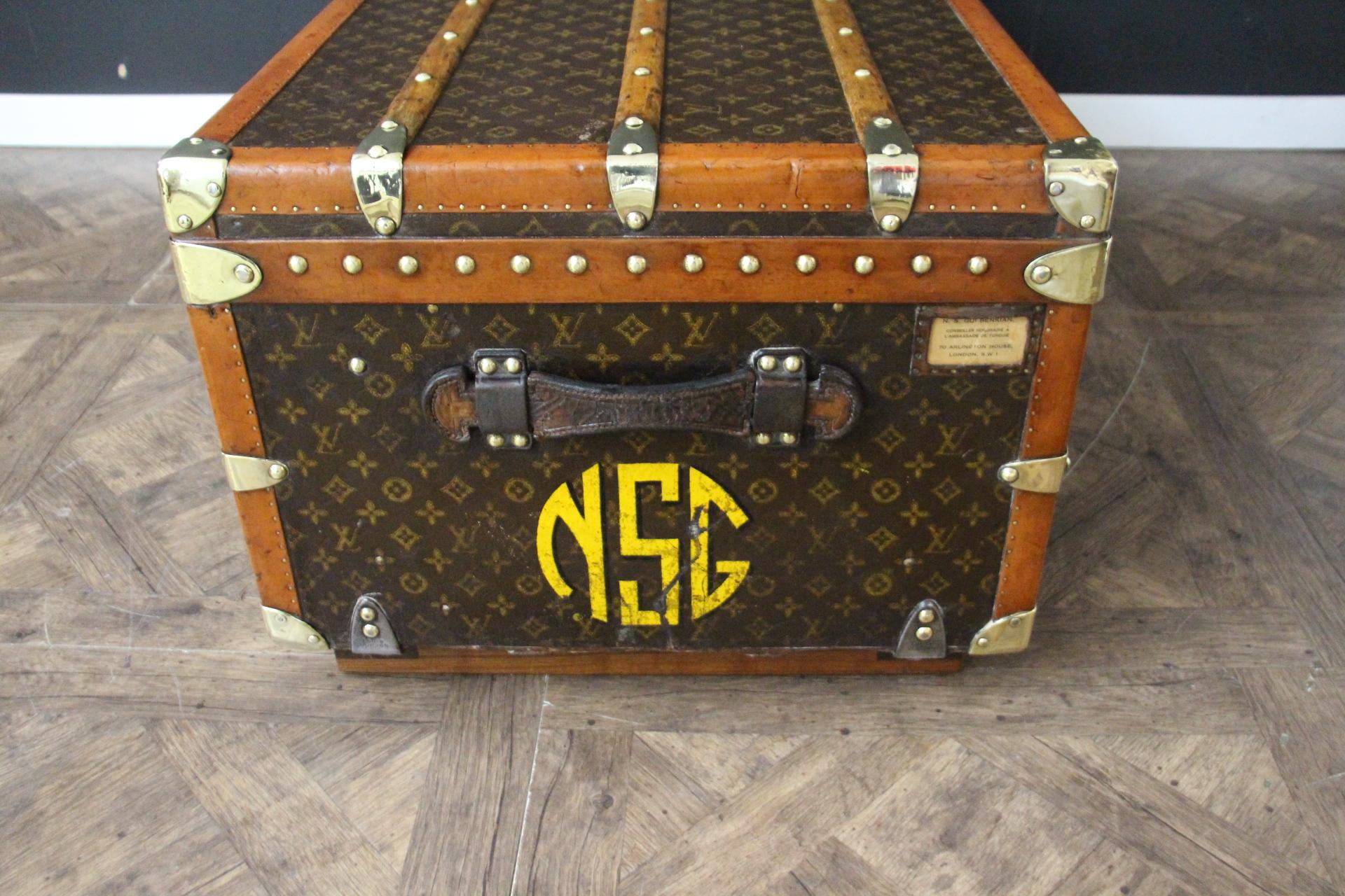 Baule a vapore Louis Vuitton del 1920 con monogram stencil, 130 cm Baule Vuitton in vendita 4