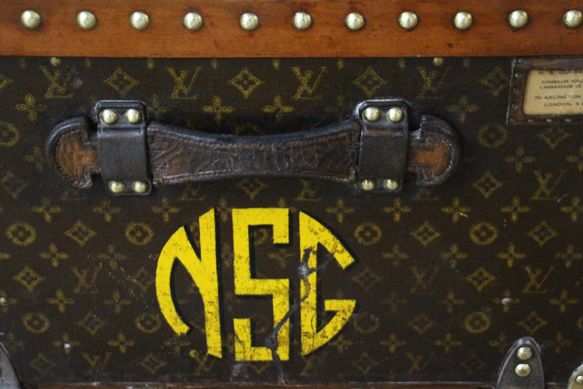Baule a vapore Louis Vuitton del 1920 con monogram stencil, 130 cm Baule Vuitton in vendita 5