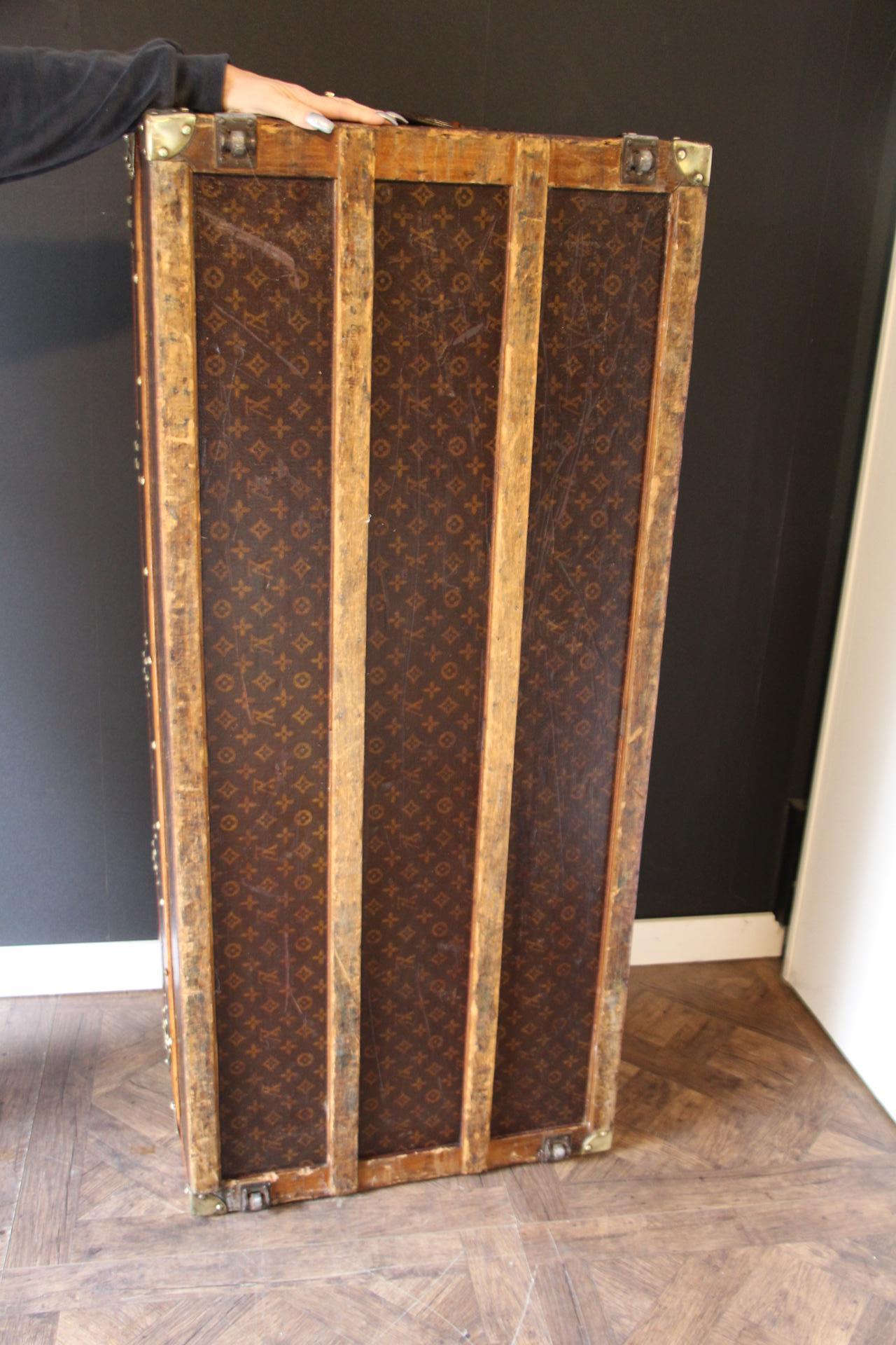 Baule a vapore Louis Vuitton del 1920 con monogram stencil, 130 cm Baule Vuitton in vendita 8