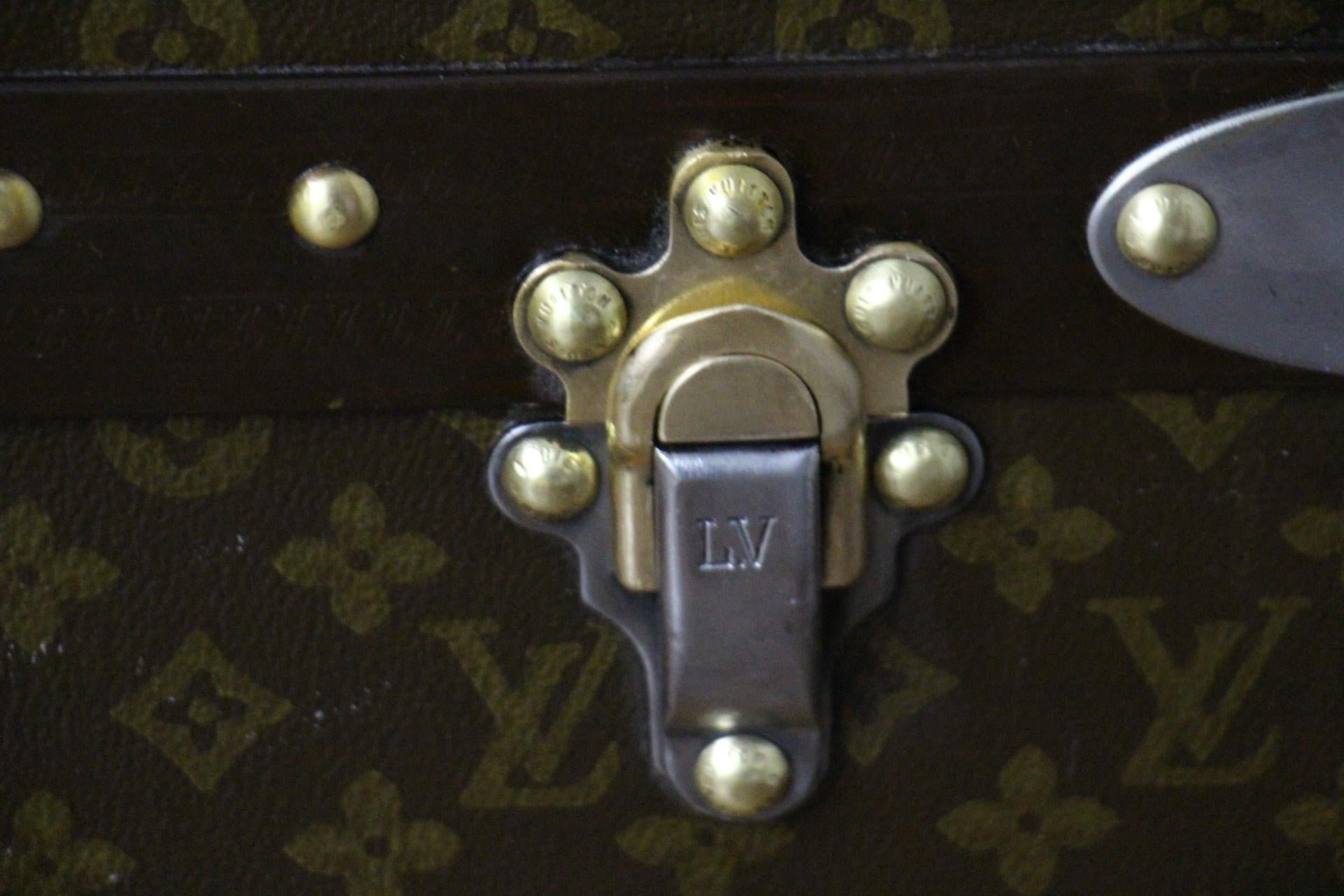 Early 20th Century 1920's Louis Vuitton Steamer Trunk in Stenciled Monogram, 90 cm Vuitton Trunk For Sale