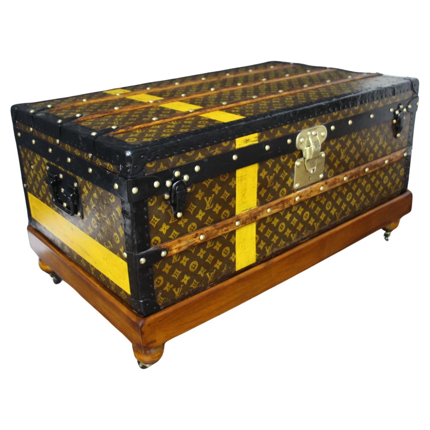 1920's Louis Vuitton Steamer Trunk in Stenciled Monogram, 90 cm Vuitton Trunk