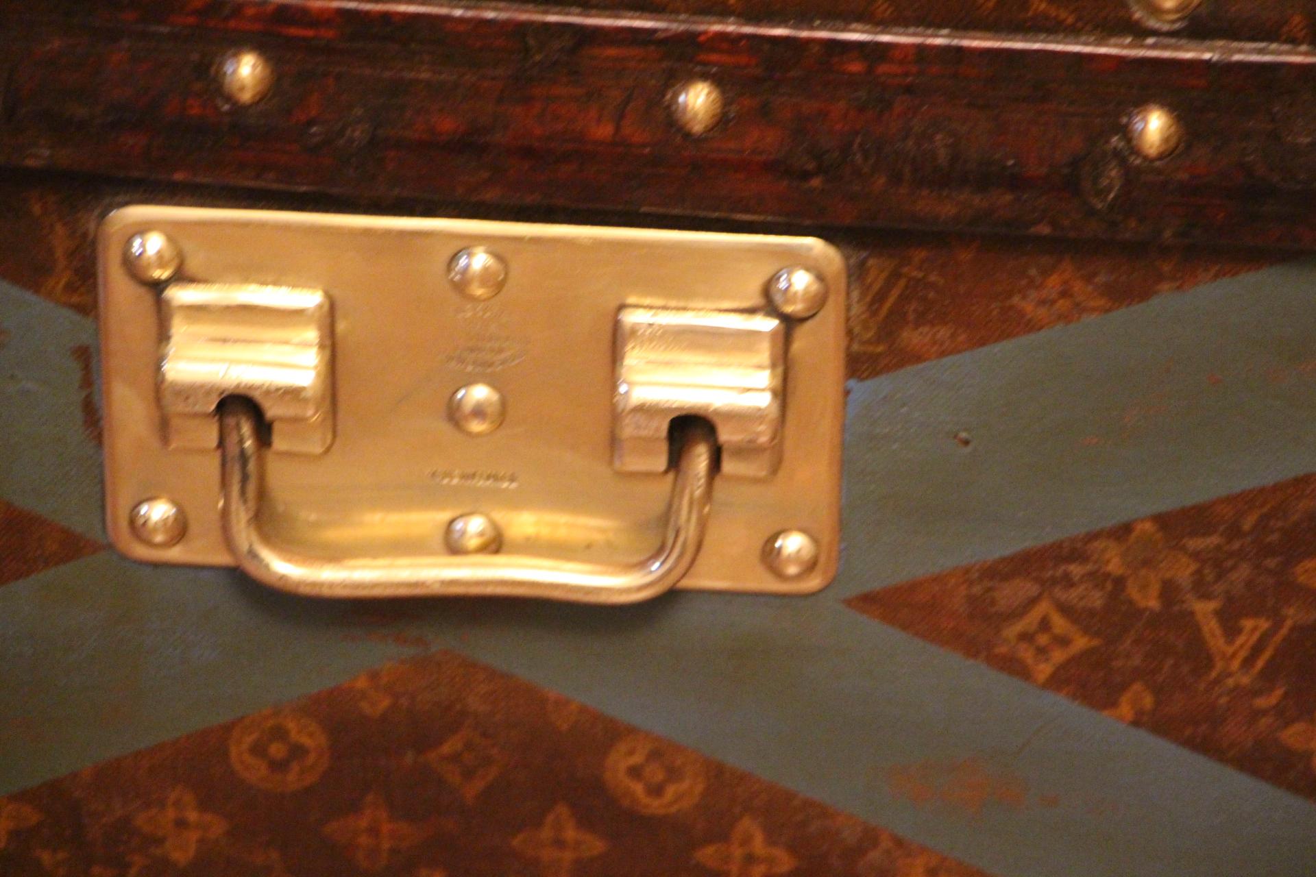 1920's Louis Vuitton Steamer Trunk in Stenciled Monogram , Vuitton Trunk For Sale 2