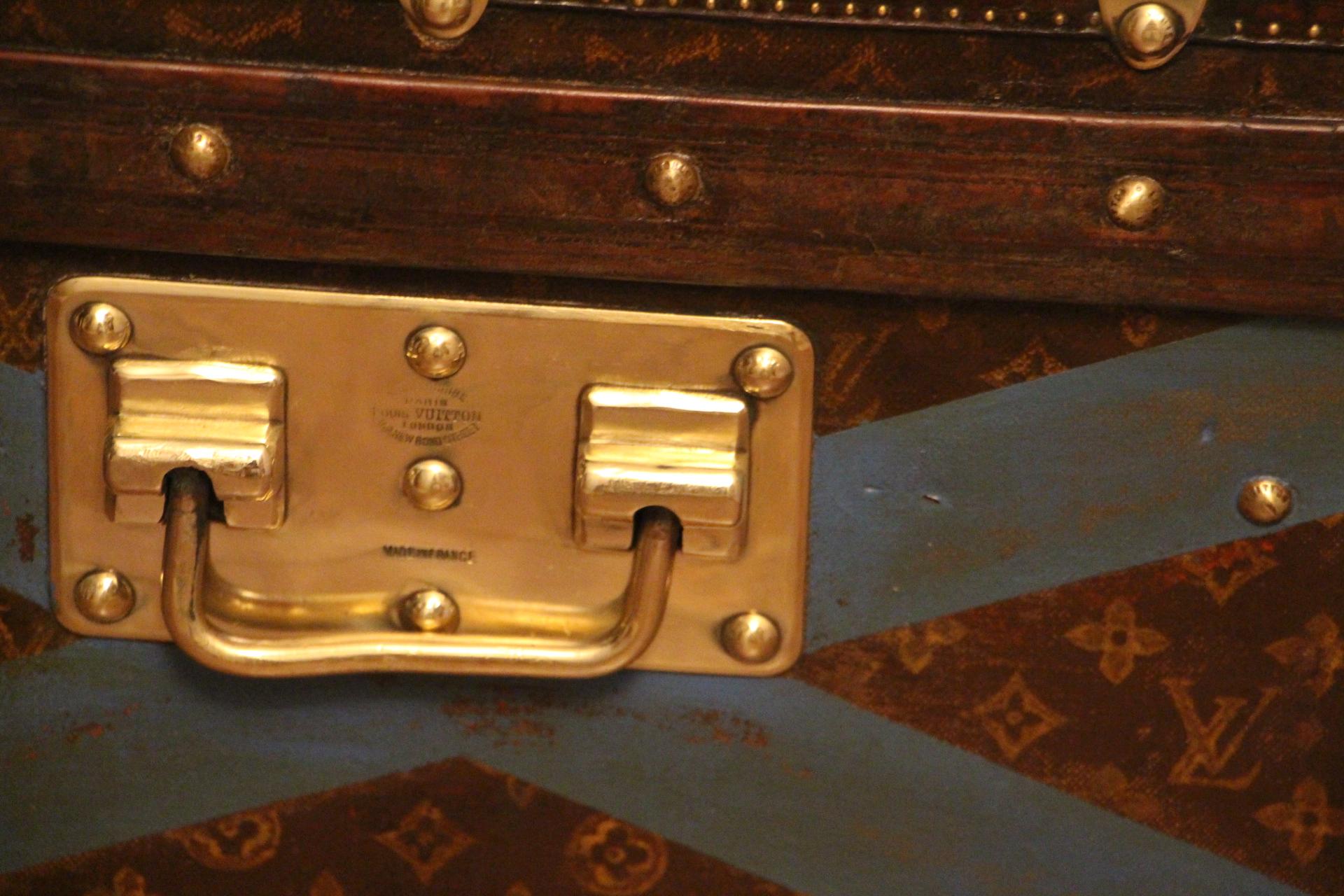 Early 20th Century 1920's Louis Vuitton Steamer Trunk in Stenciled Monogram , Vuitton Trunk For Sale