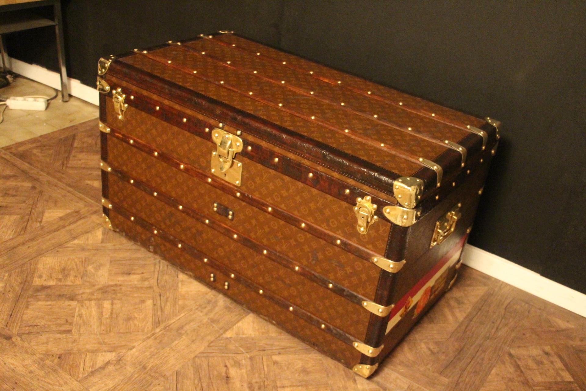 1920's Louis Vuitton Trunk in Monogram, Louis Vuitton Steamer Trunk For Sale 8