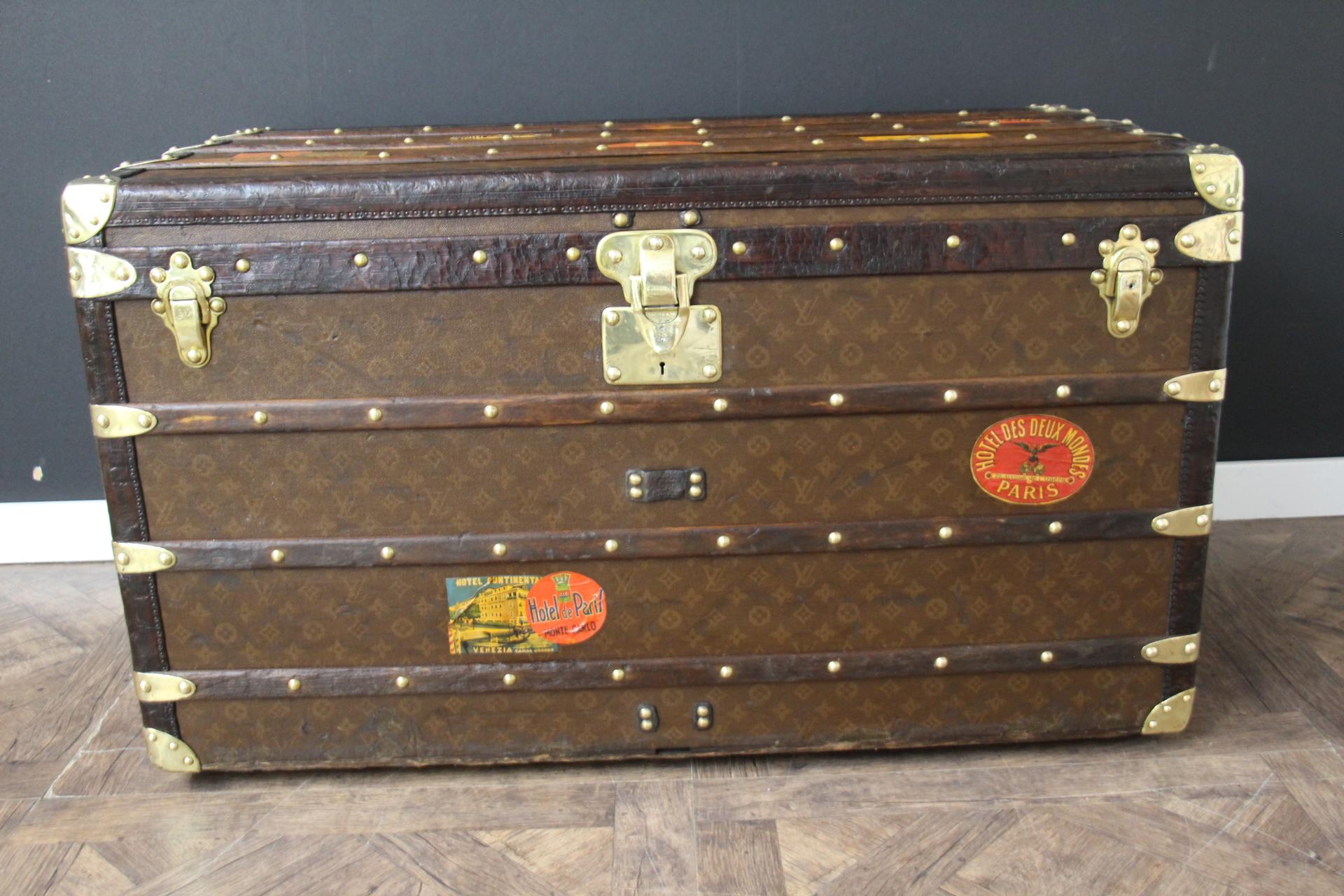 Baule Louis Vuitton anni '20 in Monogram, Baule a vapore Louis Vuitton da 100 cm in vendita 11