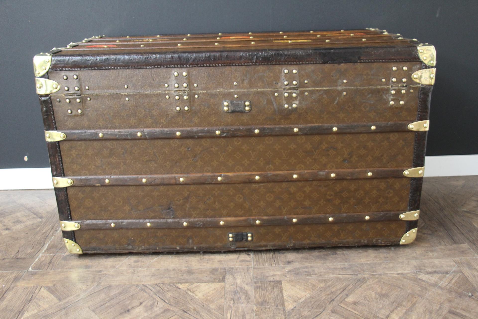 Baule Louis Vuitton anni '20 in Monogram, Baule a vapore Louis Vuitton da 100 cm in vendita 2