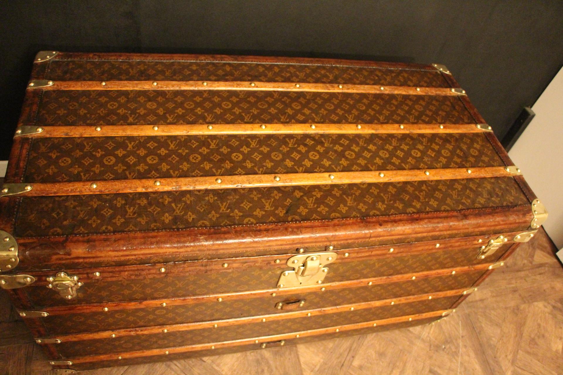 French 1920's Louis Vuitton Trunk in Monogram, Louis Vuitton Steamer Trunk For Sale