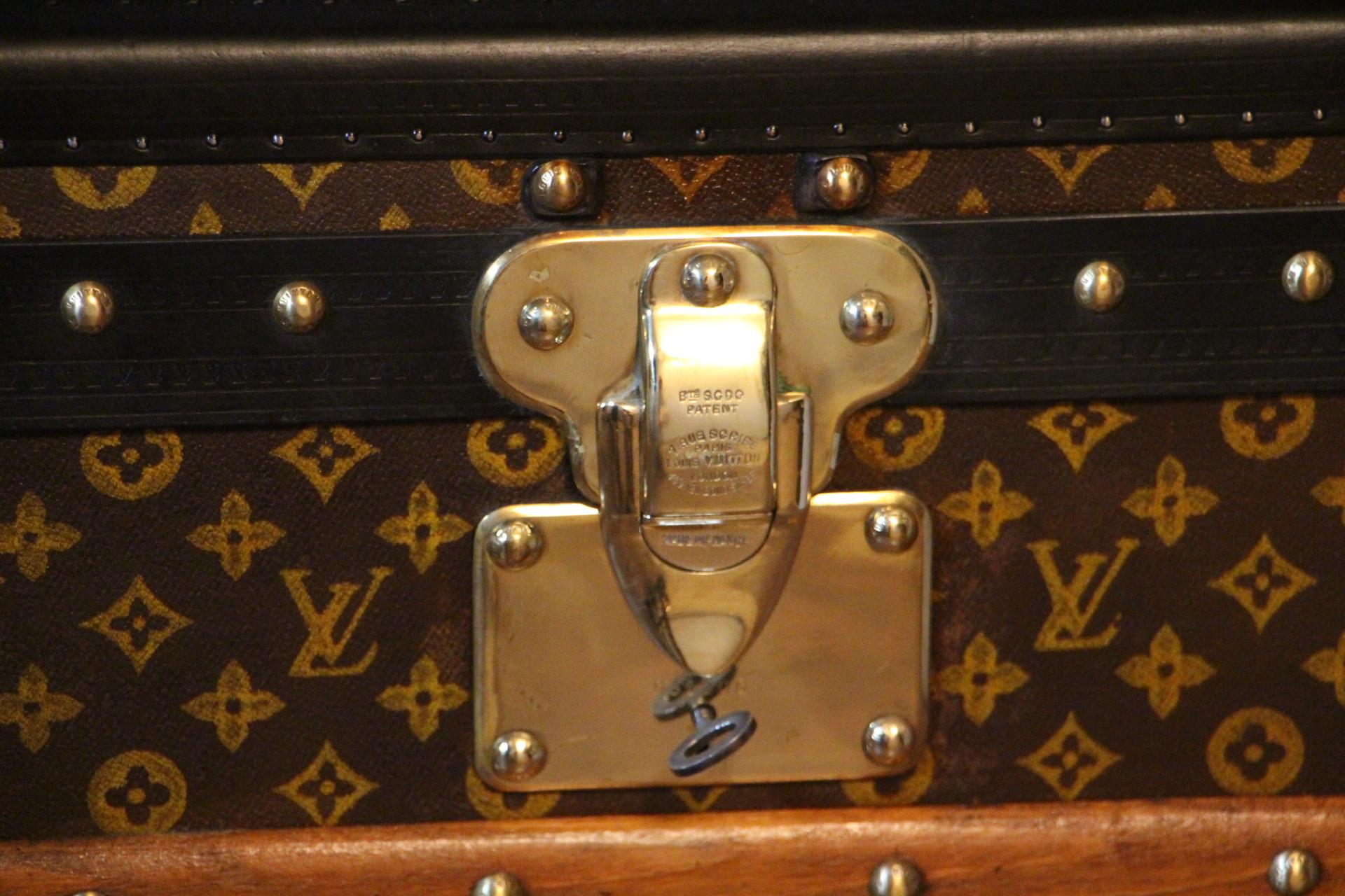 Brass 1920s Louis Vuitton Trunk in Monogram Canvas, Louis Vuitton Steamer Trunk