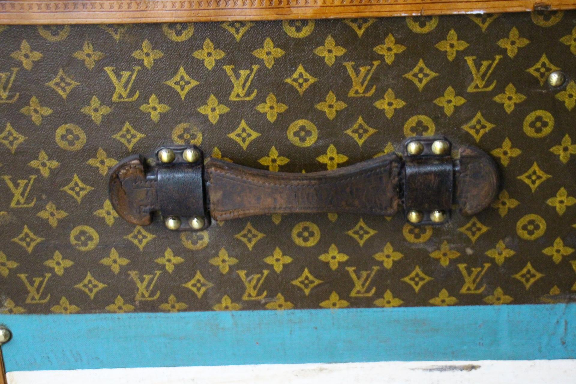 Malle Louis Vuitton des années 1920 avec monogramme, Malle à vapeur Louis Vuitton 100 cm en vente 4