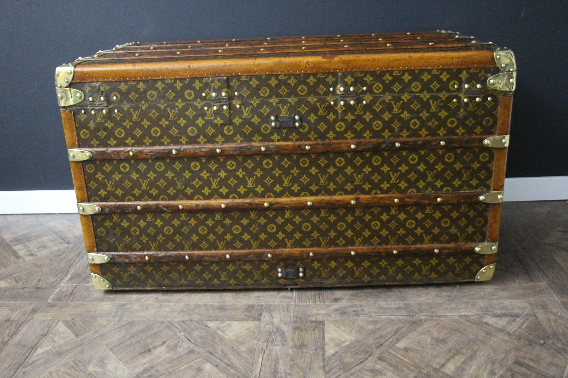 Malle Louis Vuitton des années 1920 avec monogramme, Malle à vapeur Louis Vuitton 100 cm en vente 5