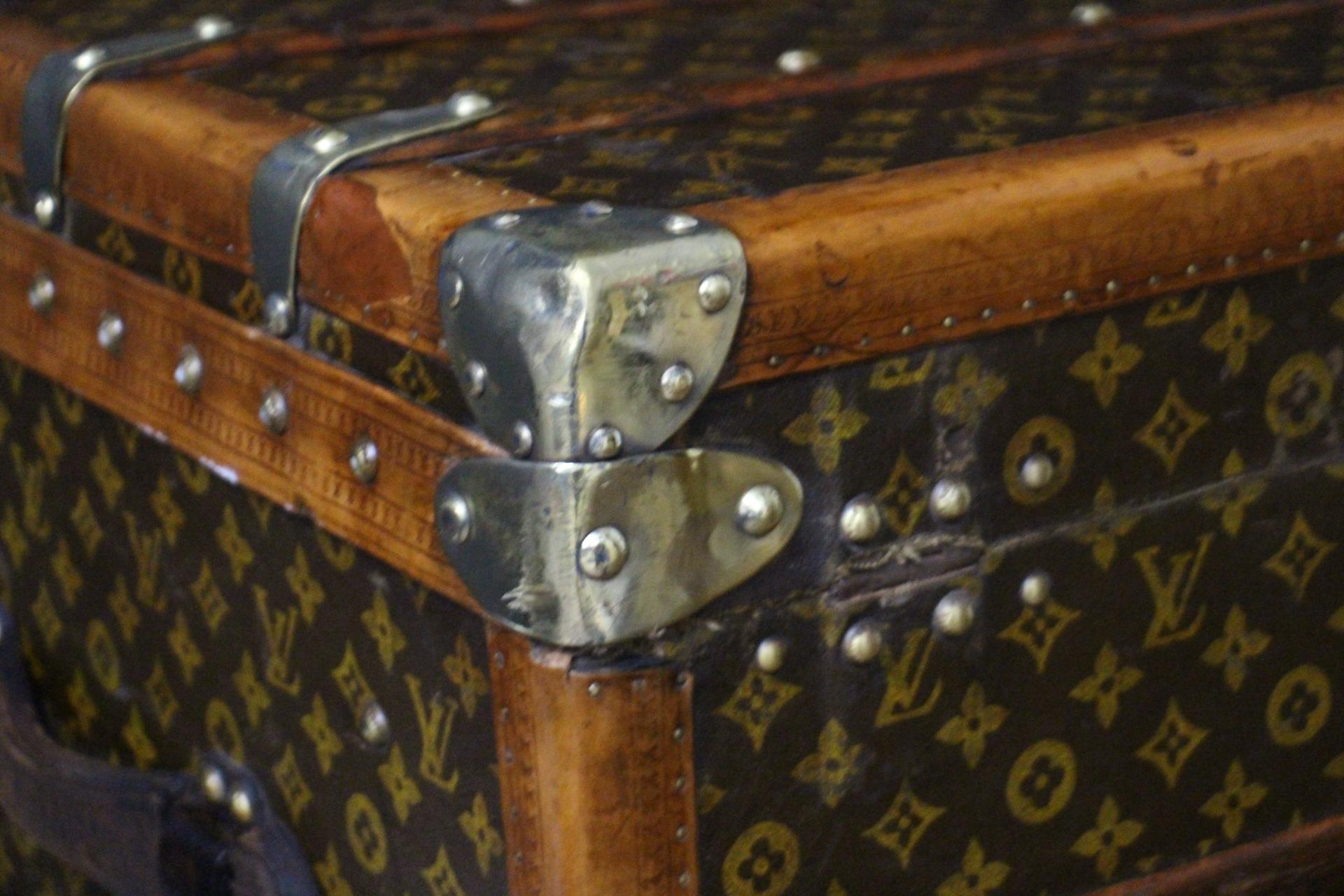 Malle Louis Vuitton des années 1920 avec monogramme, Malle à vapeur Louis Vuitton 100 cm en vente 6