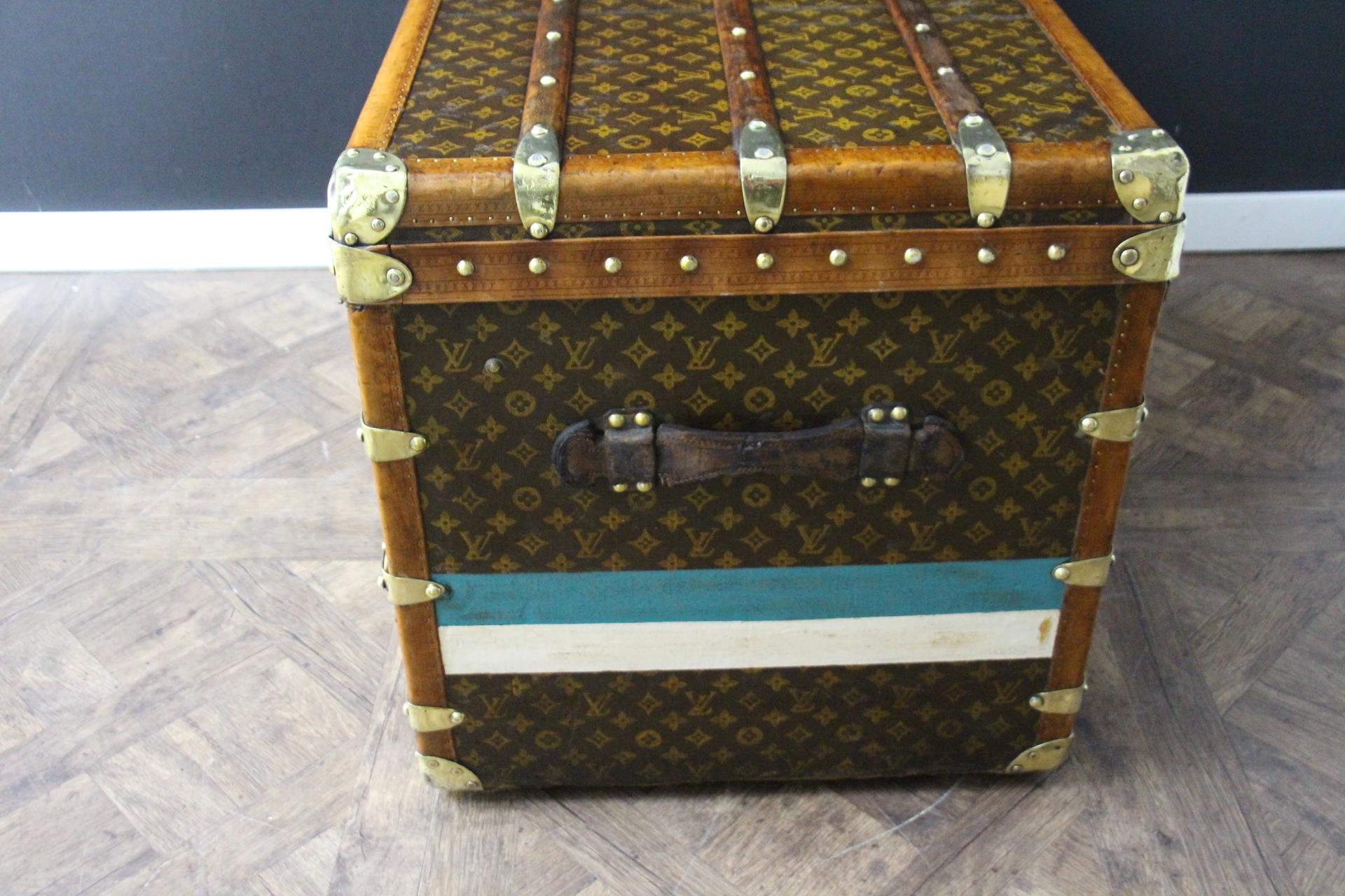 Malle Louis Vuitton des années 1920 avec monogramme, Malle à vapeur Louis Vuitton 100 cm en vente 11