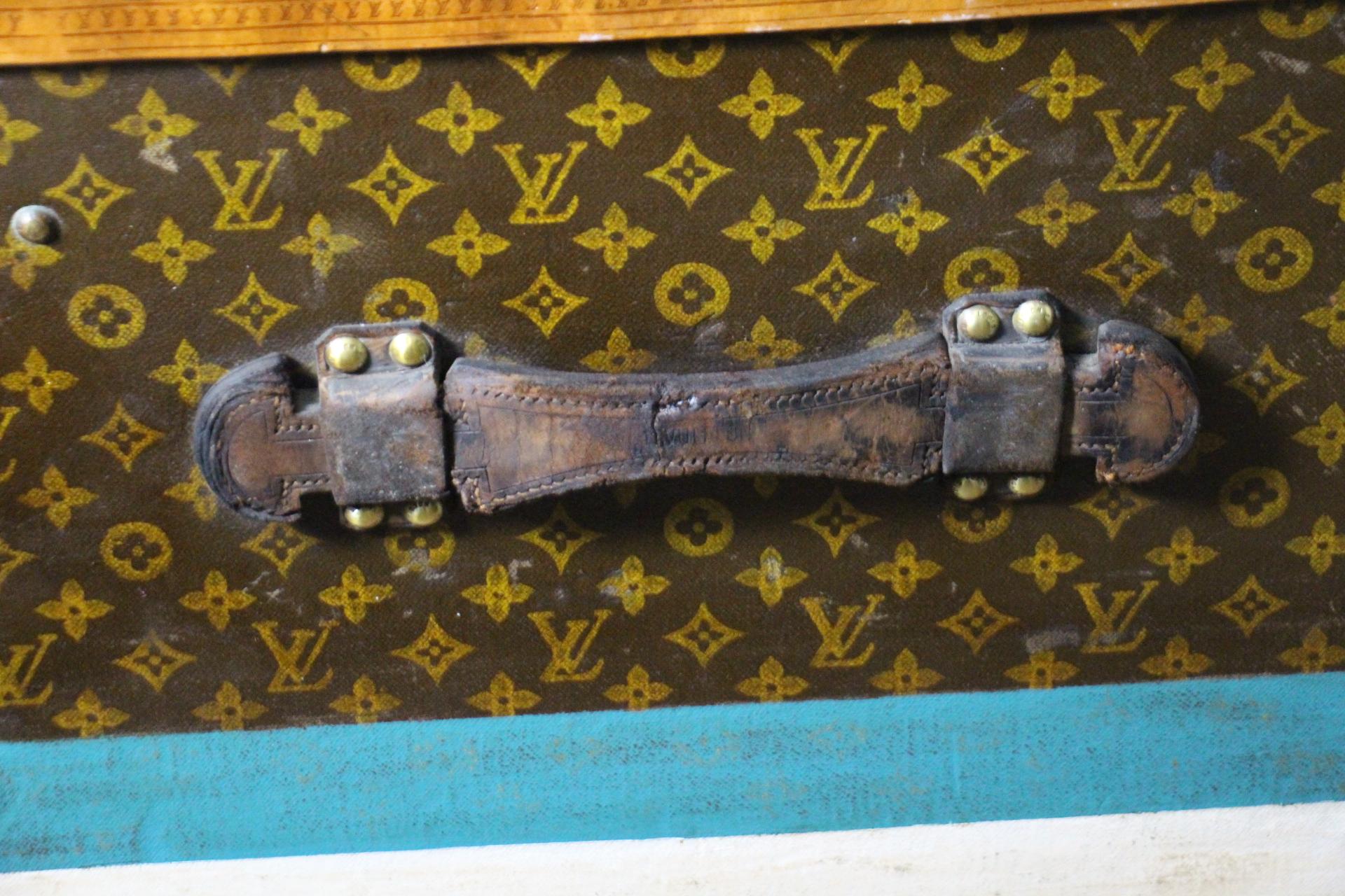 Malle Louis Vuitton des années 1920 avec monogramme, Malle à vapeur Louis Vuitton 100 cm en vente 12