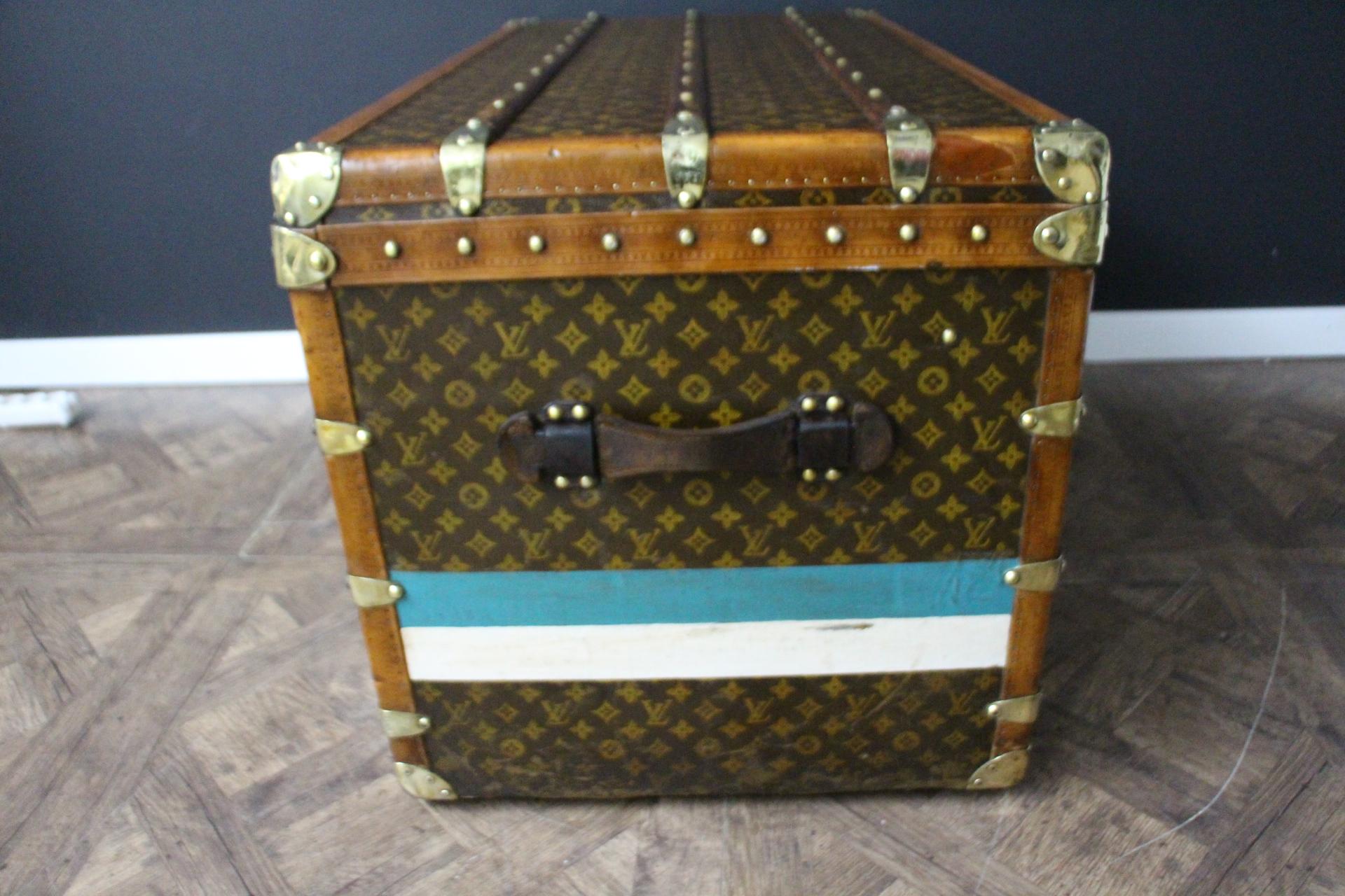 Malle Louis Vuitton des années 1920 avec monogramme, Malle à vapeur Louis Vuitton 100 cm en vente 3