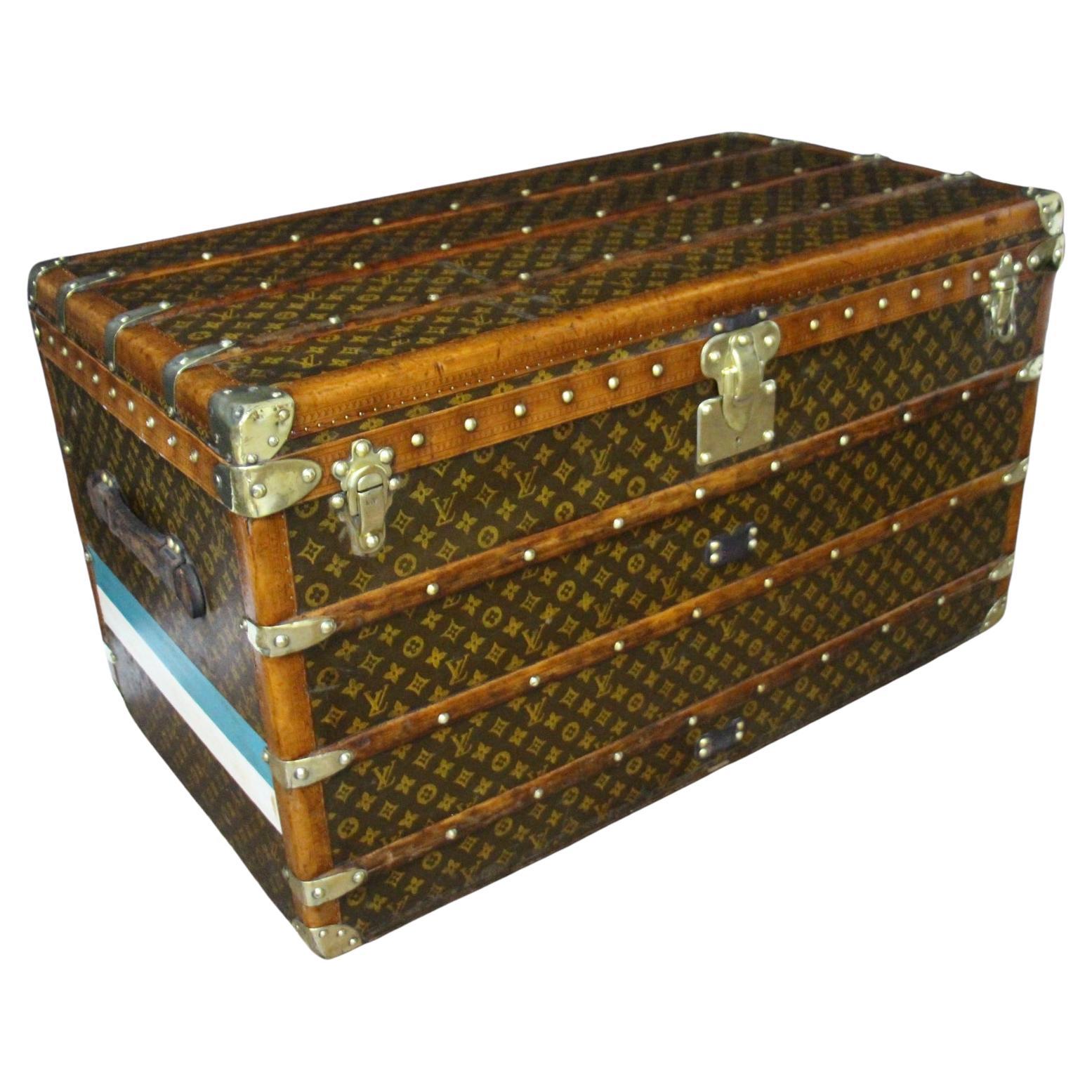 Baúl Louis Vuitton de 1920 con monograma, baúl de vapor Louis Vuitton de 100 cm