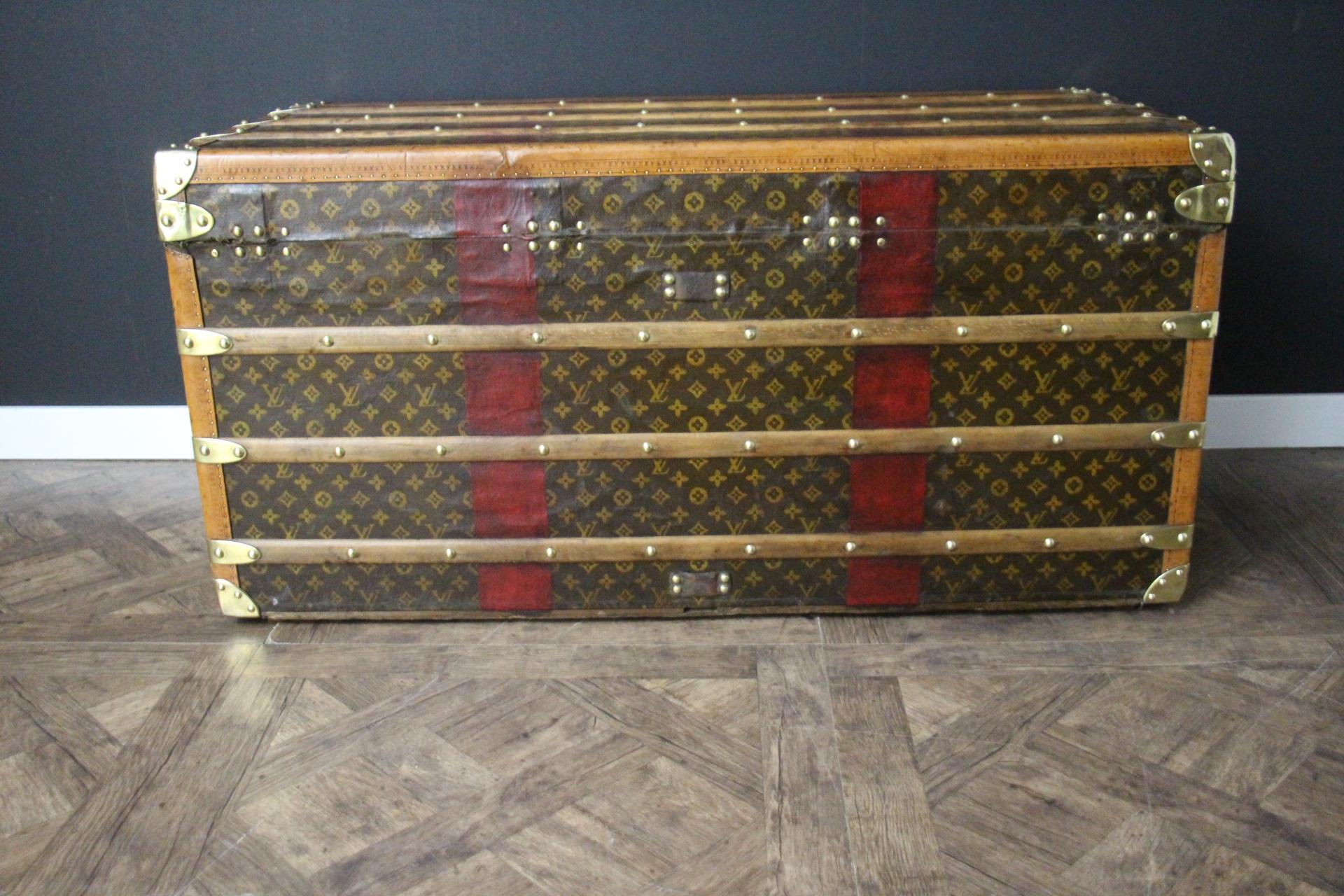Baule Louis Vuitton del 1920 in Monogram, Baule a vapore Louis Vuitton 110 cm in vendita 4