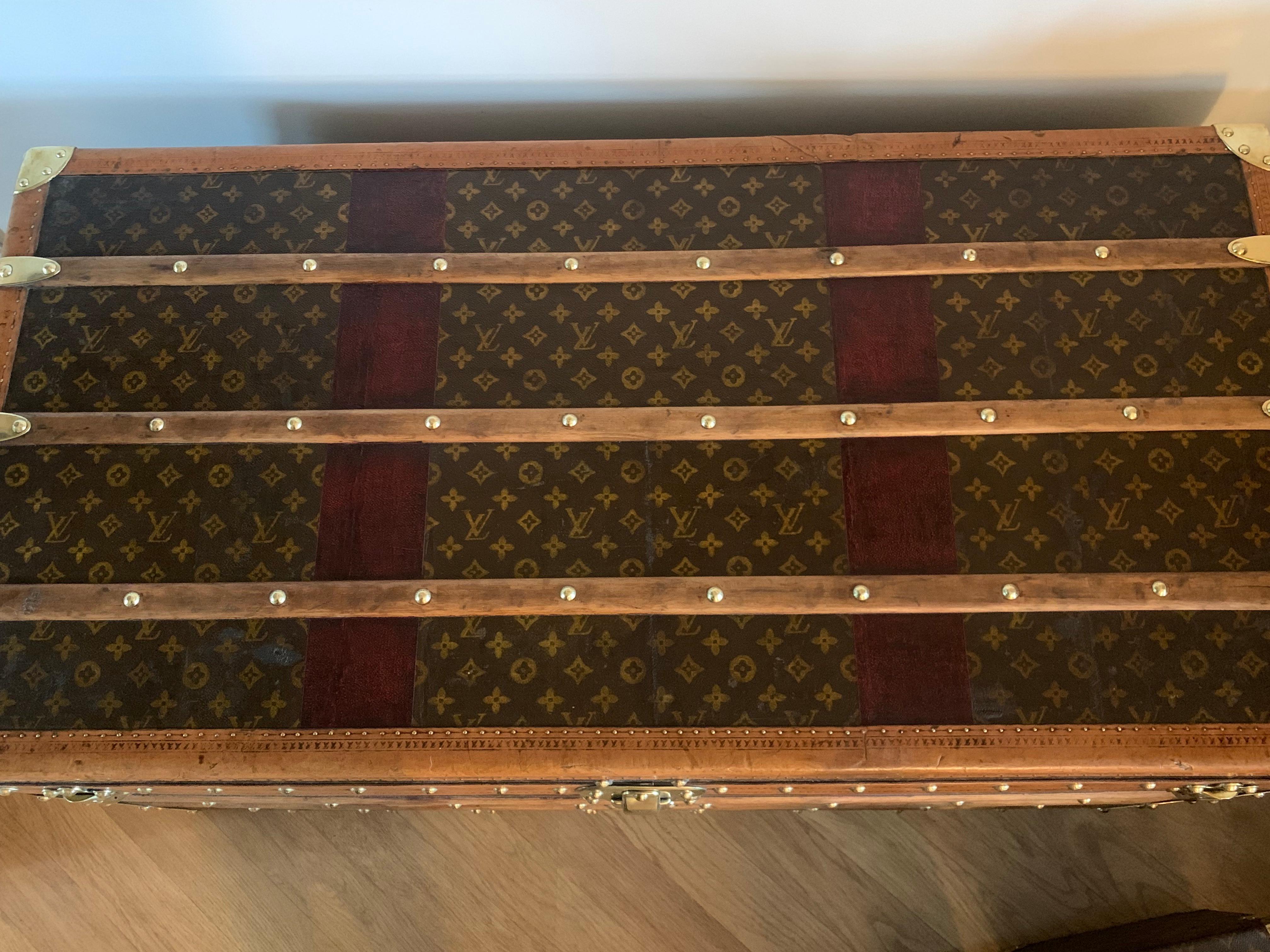 Baule Louis Vuitton del 1920 in Monogram, Baule a vapore Louis Vuitton 110 cm in vendita 7
