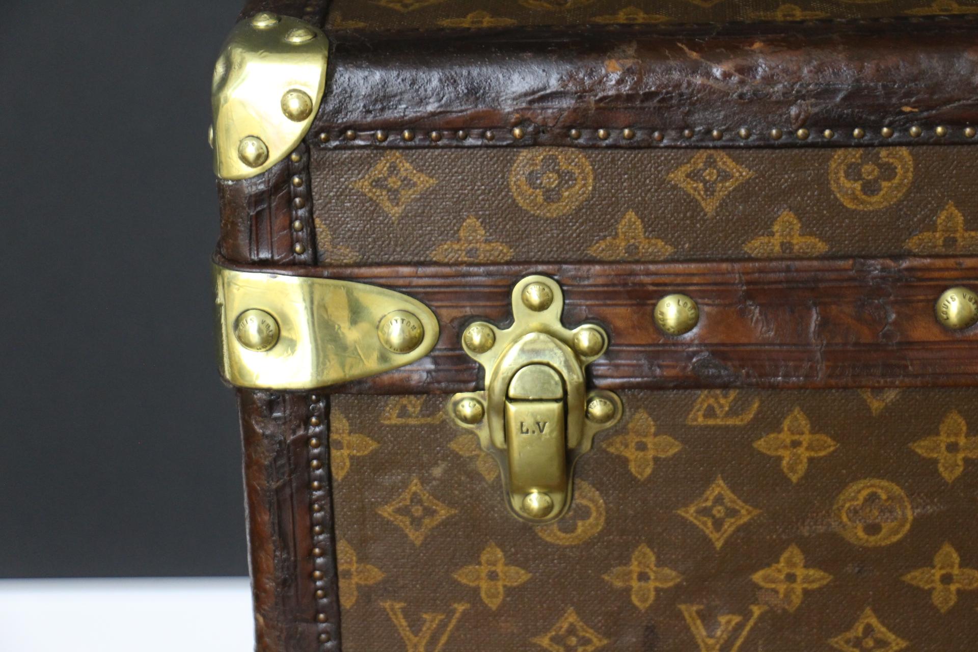 French 1920's Louis Vuitton Trunk, Louis Vuitton Steamer Trunk in Monogram For Sale
