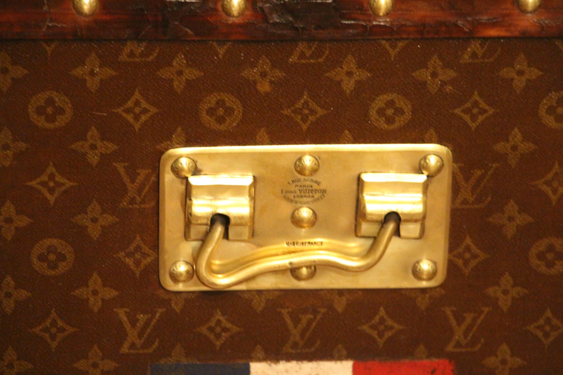 Brass 1920's Louis Vuitton Trunk, Louis Vuitton Steamer Trunk, Louis Vuitton Hat Trunk For Sale